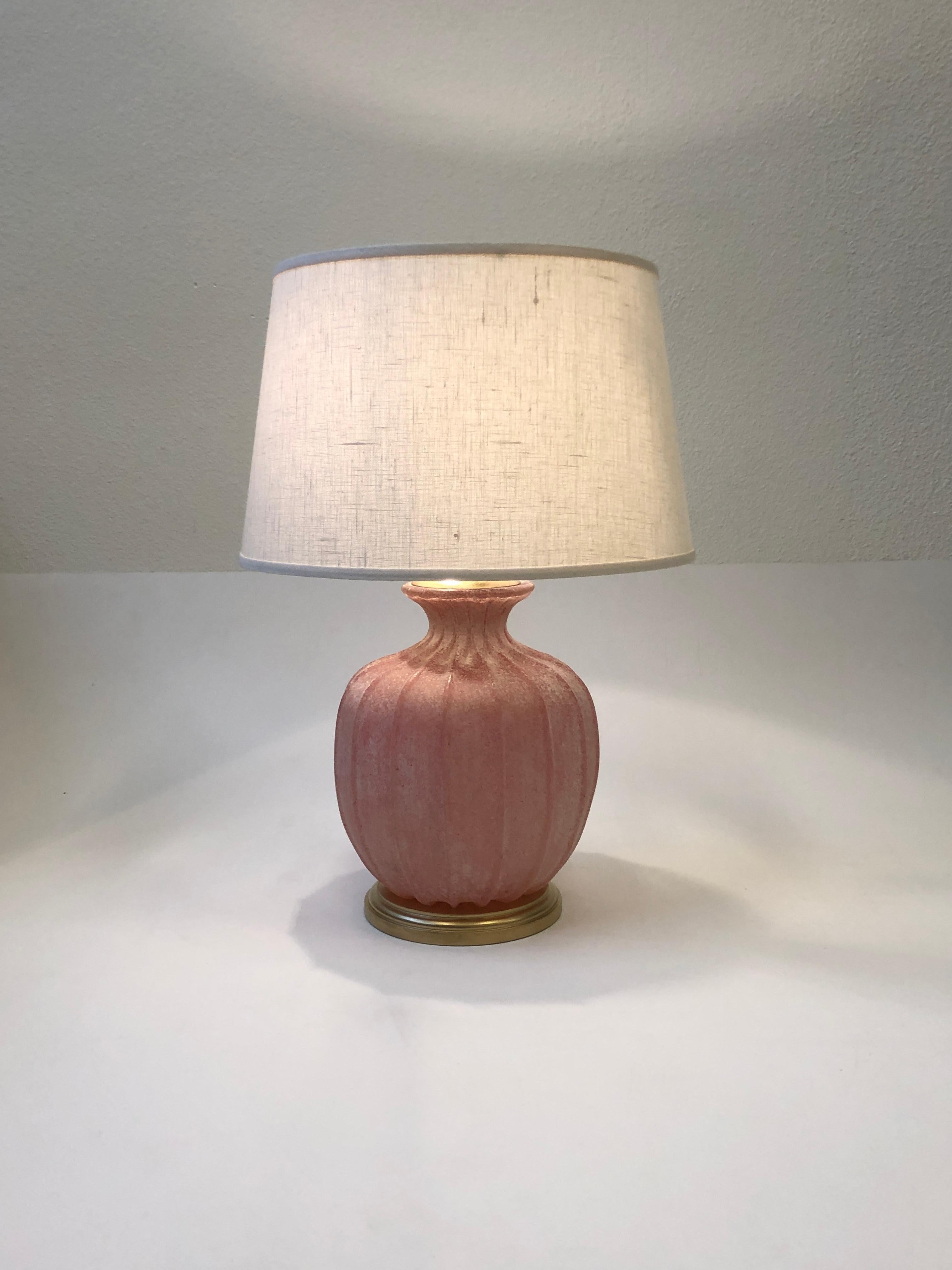 Pair of Pink Scavo Murano Glass Table Lamps by Seguso Vetri d'Arte 5