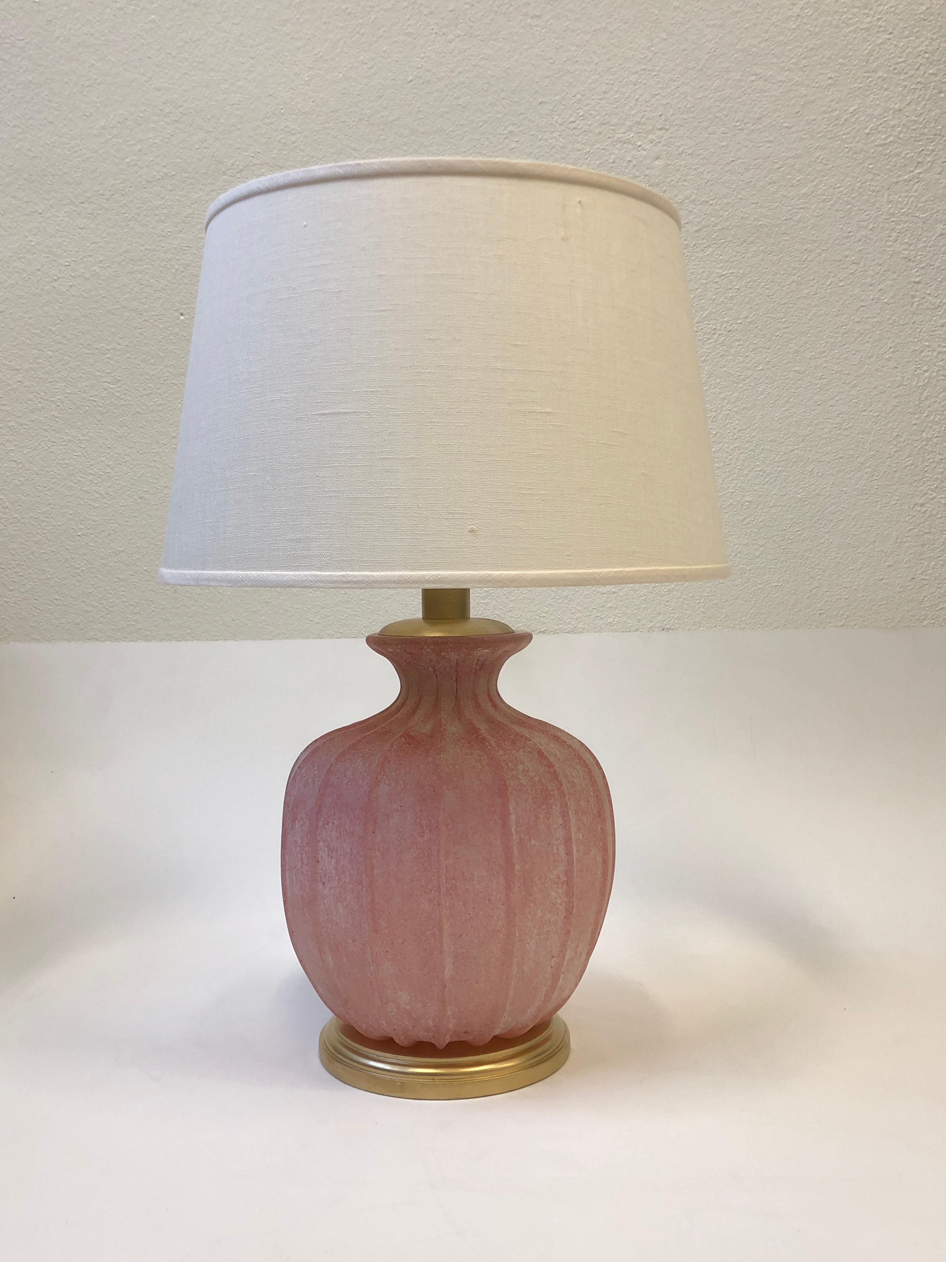 Pair of Pink Scavo Murano Glass Table Lamps by Seguso Vetri d'Arte 6