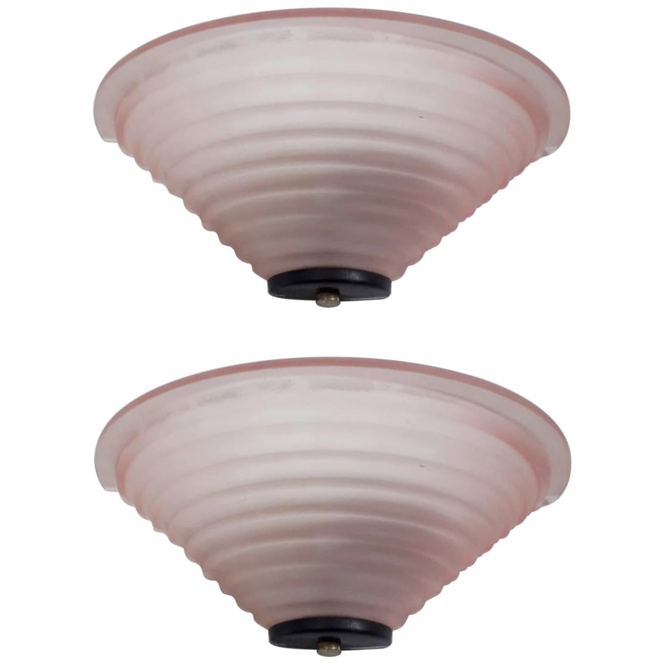 Pair of Pink Sconces by Mazzega