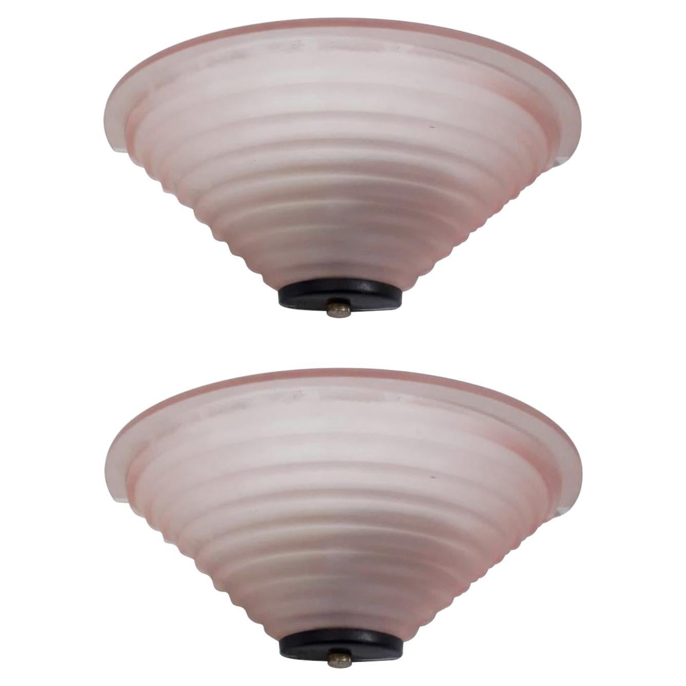 Pair of Pink Sconces by Mazzega For Sale