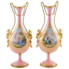 Pair of Pink Sevres Vases