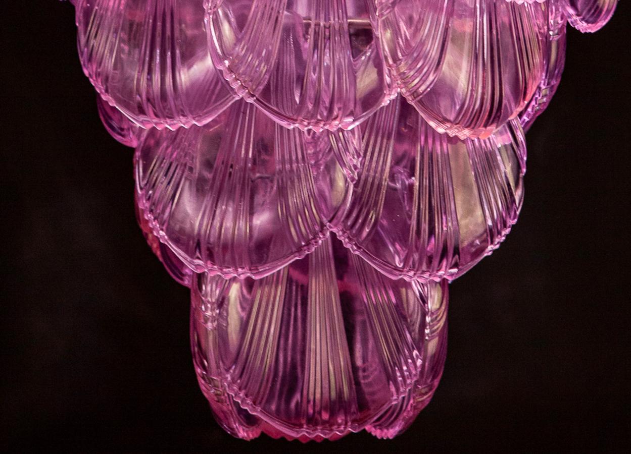 Pair of Pink Shell Murano Glass Chandelier, circa 2000s For Sale 5