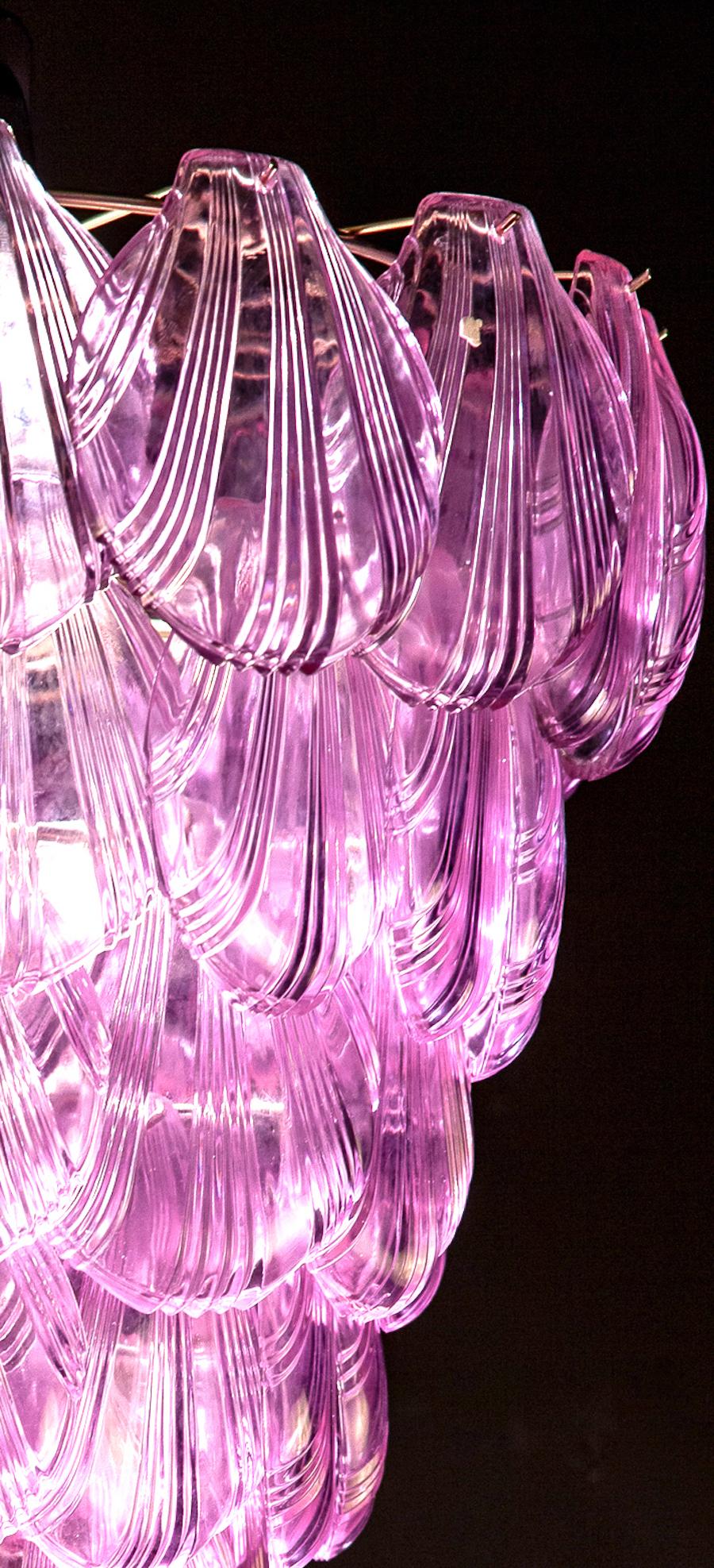 Pair of Pink Shell Murano Glass Chandelier, circa 2000s For Sale 6
