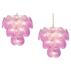 Pair of Pink Shell Murano Glass Chandelier, circa 2000s