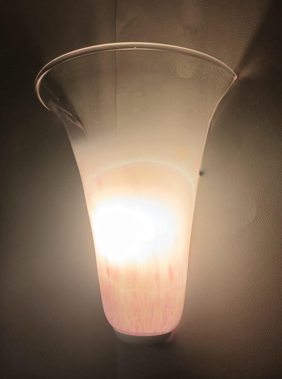 20th Century Pair of Pink Shield Sconces For Sale