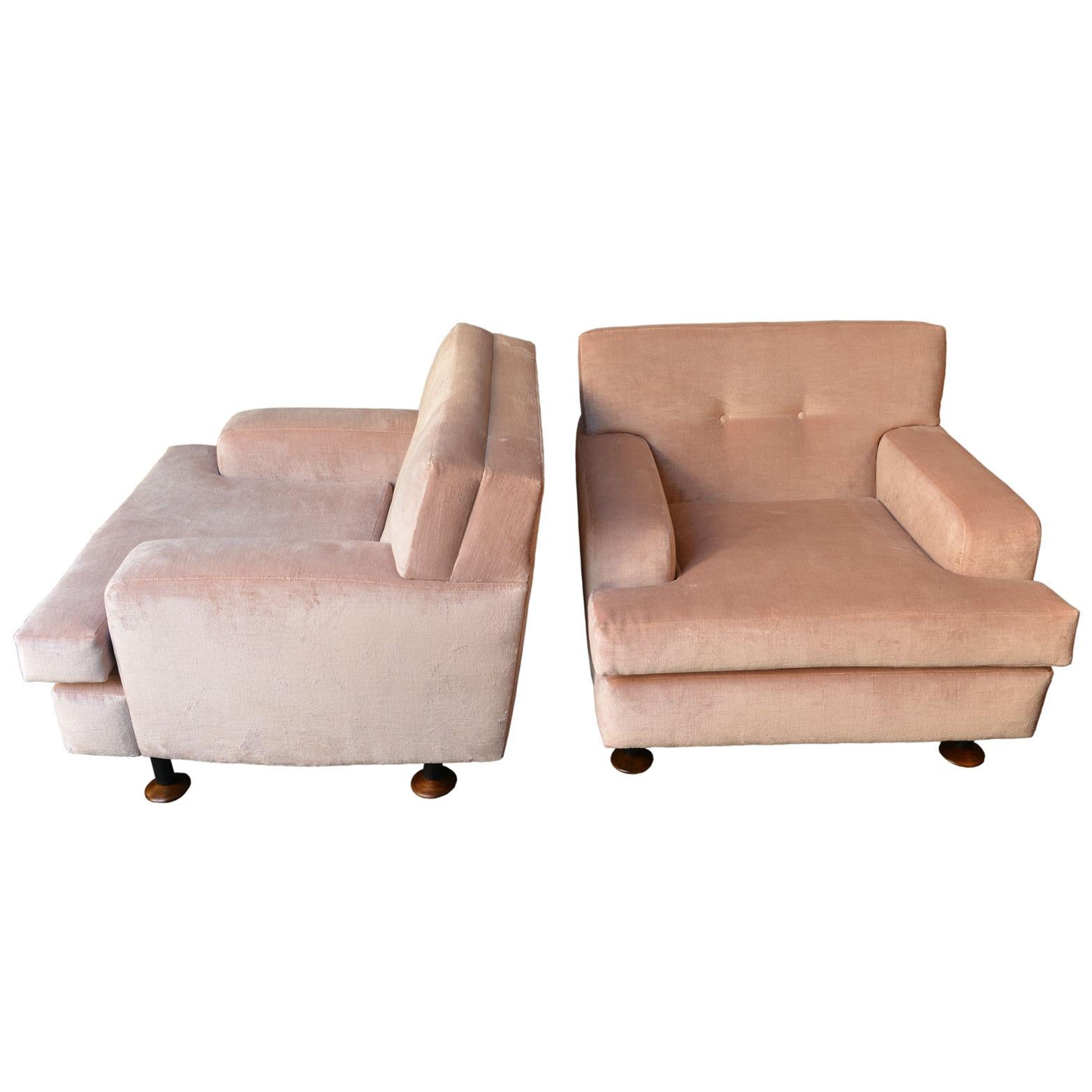 Pair of Pink "Square" Armchairs by Marco Zanuso for Arflex, Italy, Early 1960s