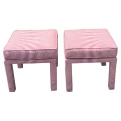 Pair of Pink Square Ottomans or Footstools