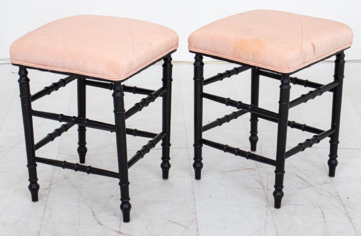 20th Century Pair of Pink Suede Foot Stools, 2 For Sale