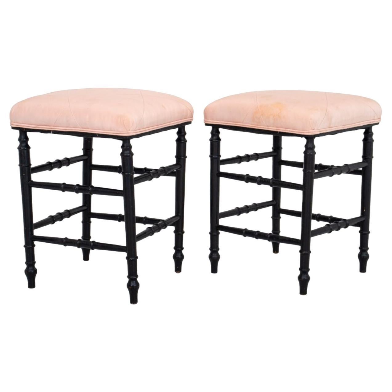 Pair of Pink Suede Foot Stools, 2 For Sale