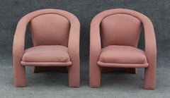 Pair of Pink Suede Sculptural Ribbon Armchairs or Lounge Chairs by Marge Carson