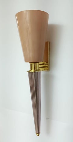 Pair of Pink Torchere Sconces