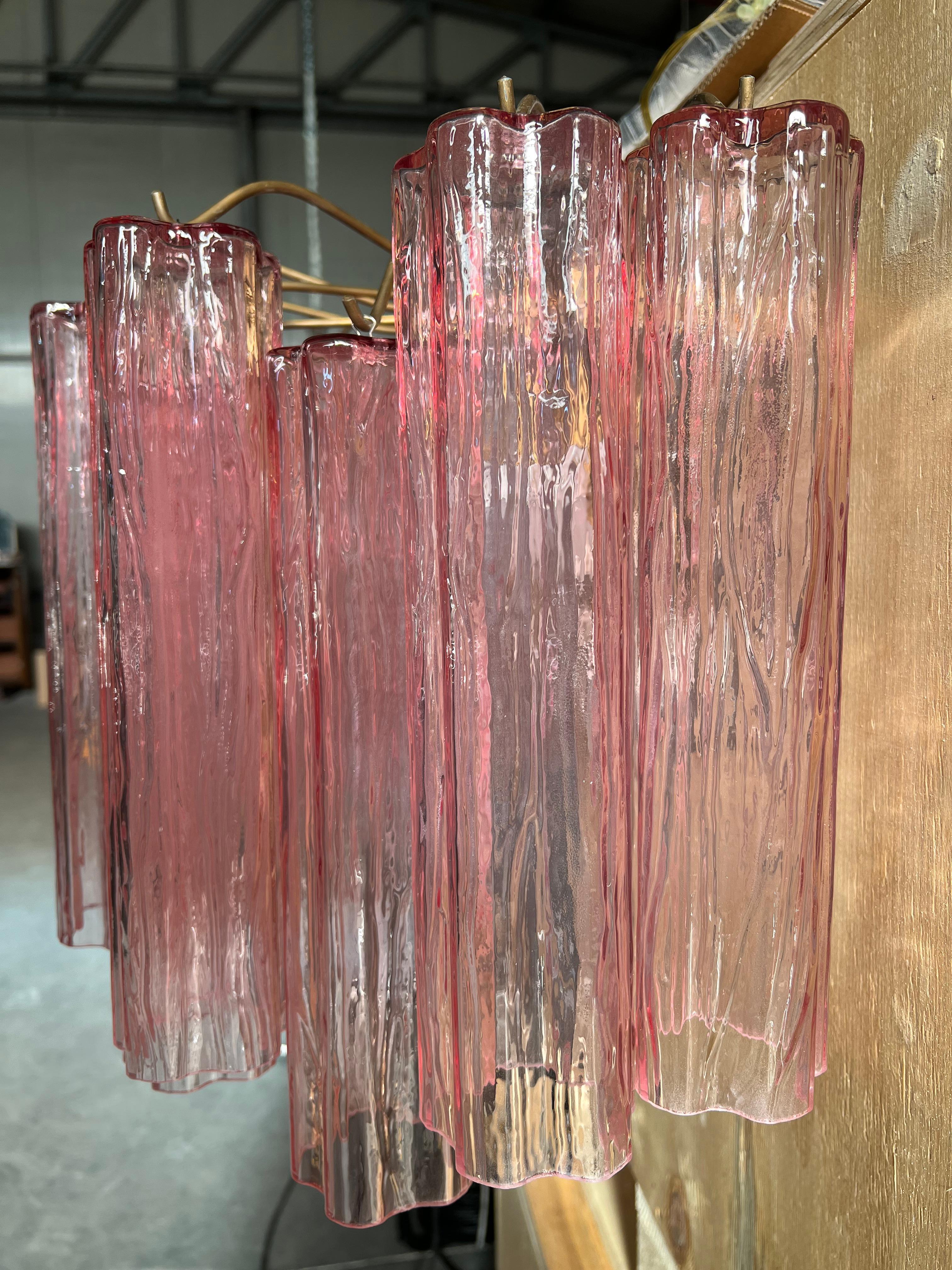 Metal Pair of Pink Tronchi Sconces Murano For Sale