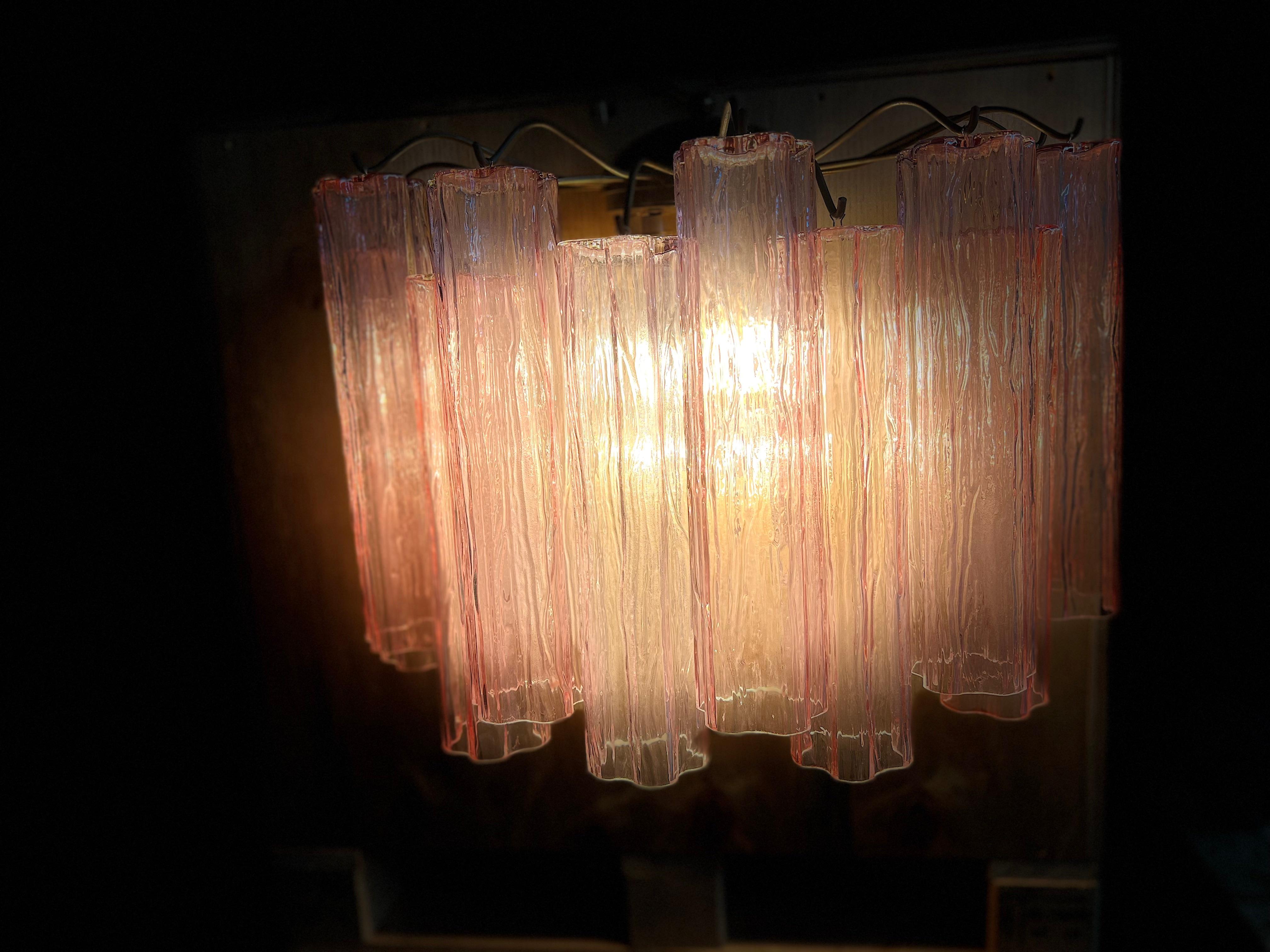 Pair of Pink Tronchi Sconces Murano For Sale 1