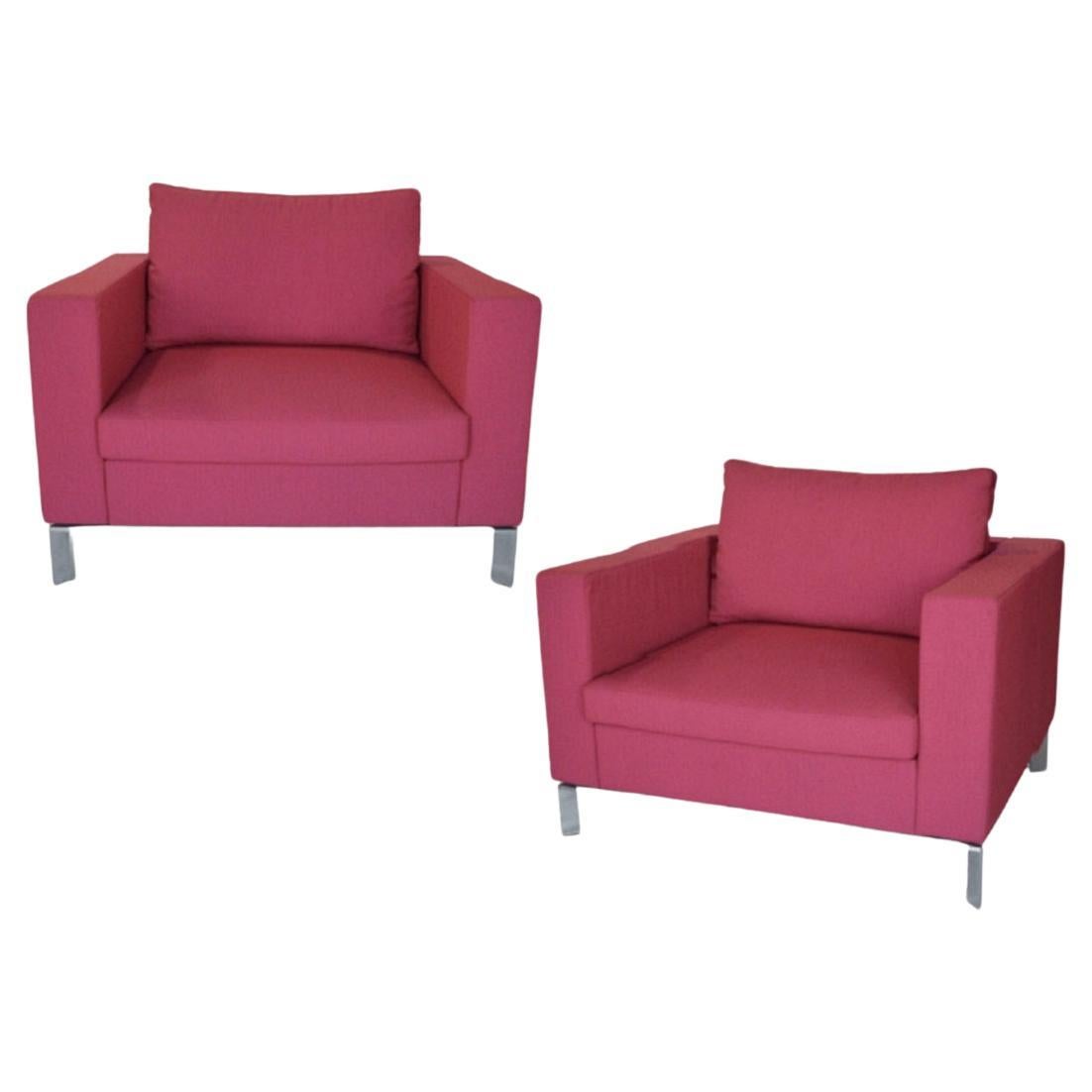 Pair of Pink Upholstered Allermuir Stirling Armchairs, England, C. 2000s