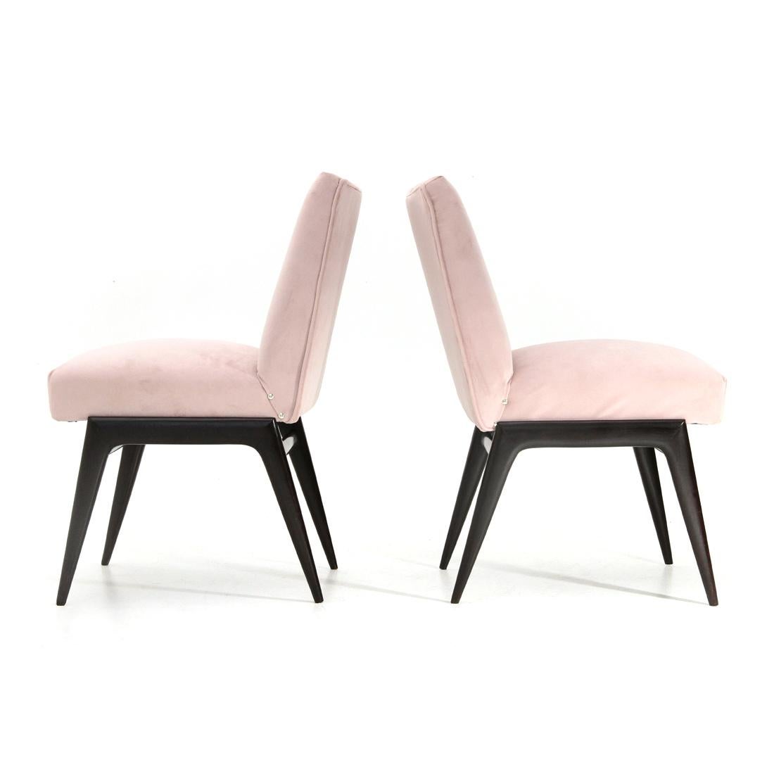 Mid-Century Modern Pair of Pink Velvet Armchairs, 1950s