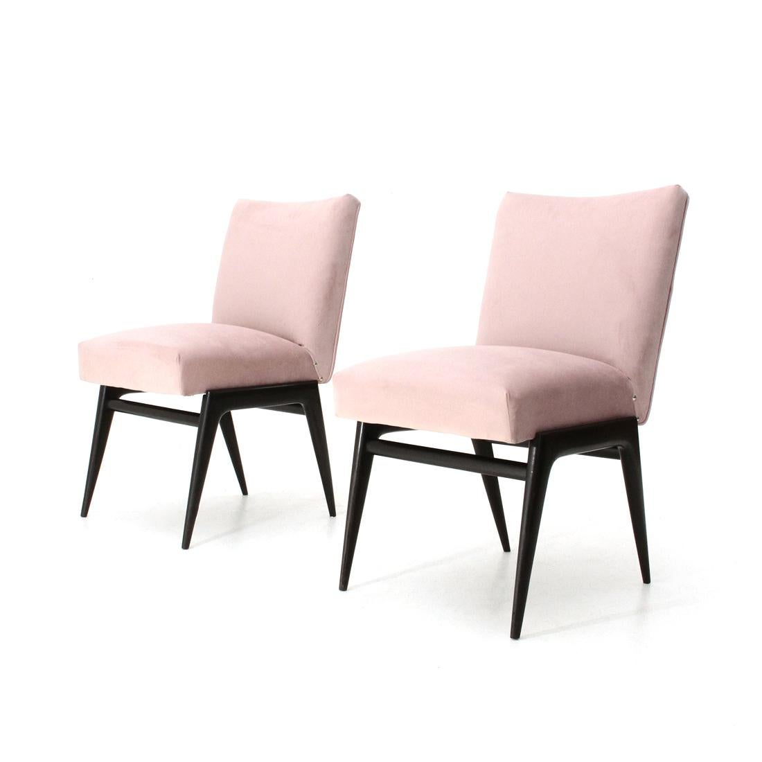 Italian Pair of Pink Velvet Armchairs, 1950s