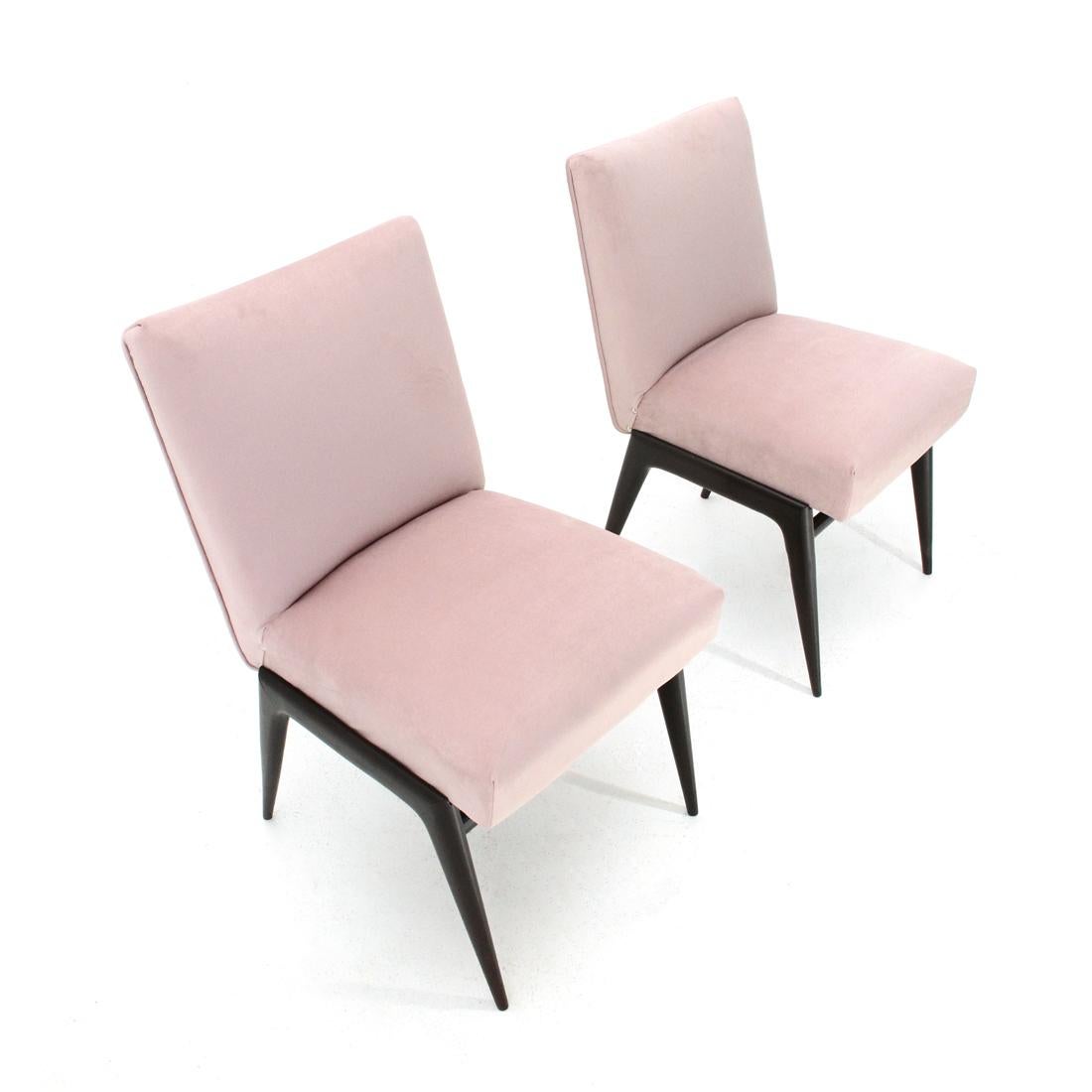 Pair of Pink Velvet Armchairs, 1950s In Good Condition In Savona, IT