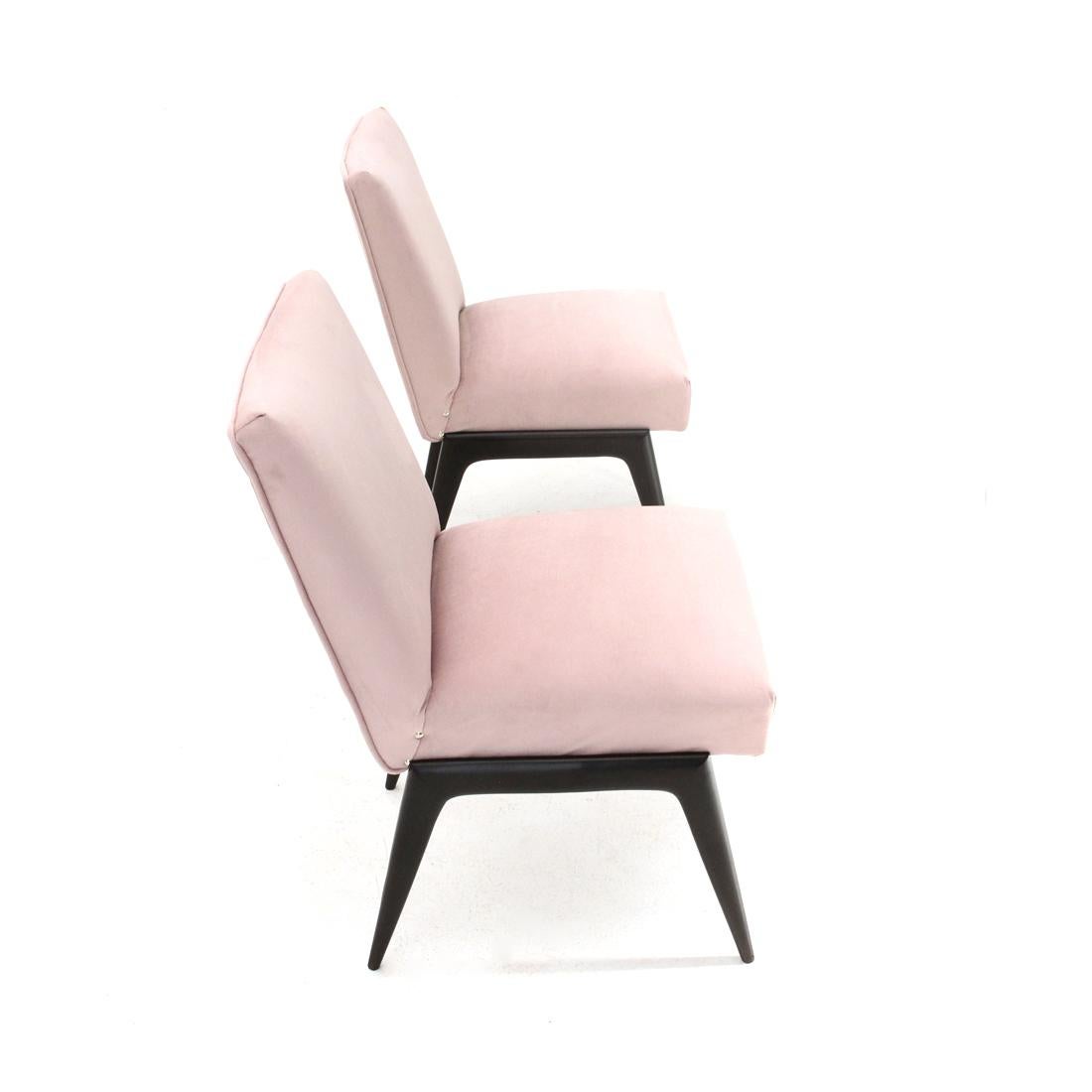 Mid-20th Century Pair of Pink Velvet Armchairs, 1950s