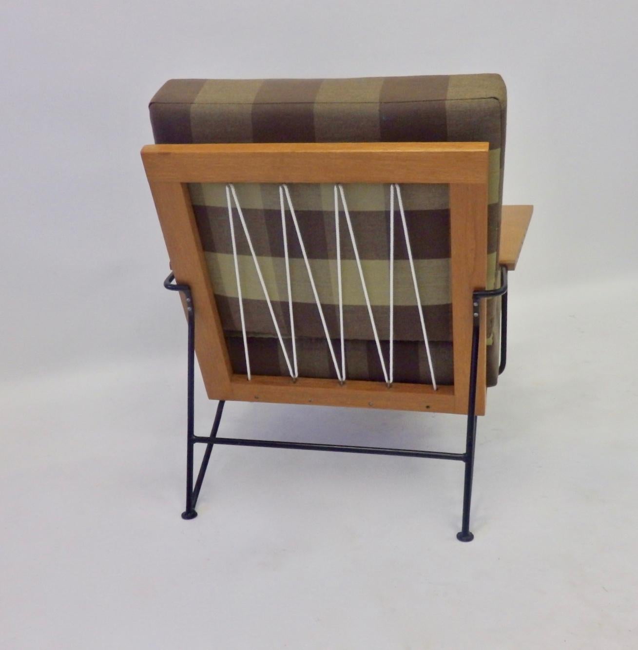 Pair of Pipsan Saarinen Robert Swanson Wood on Wrought Iron Frame Lounge Chairs 3