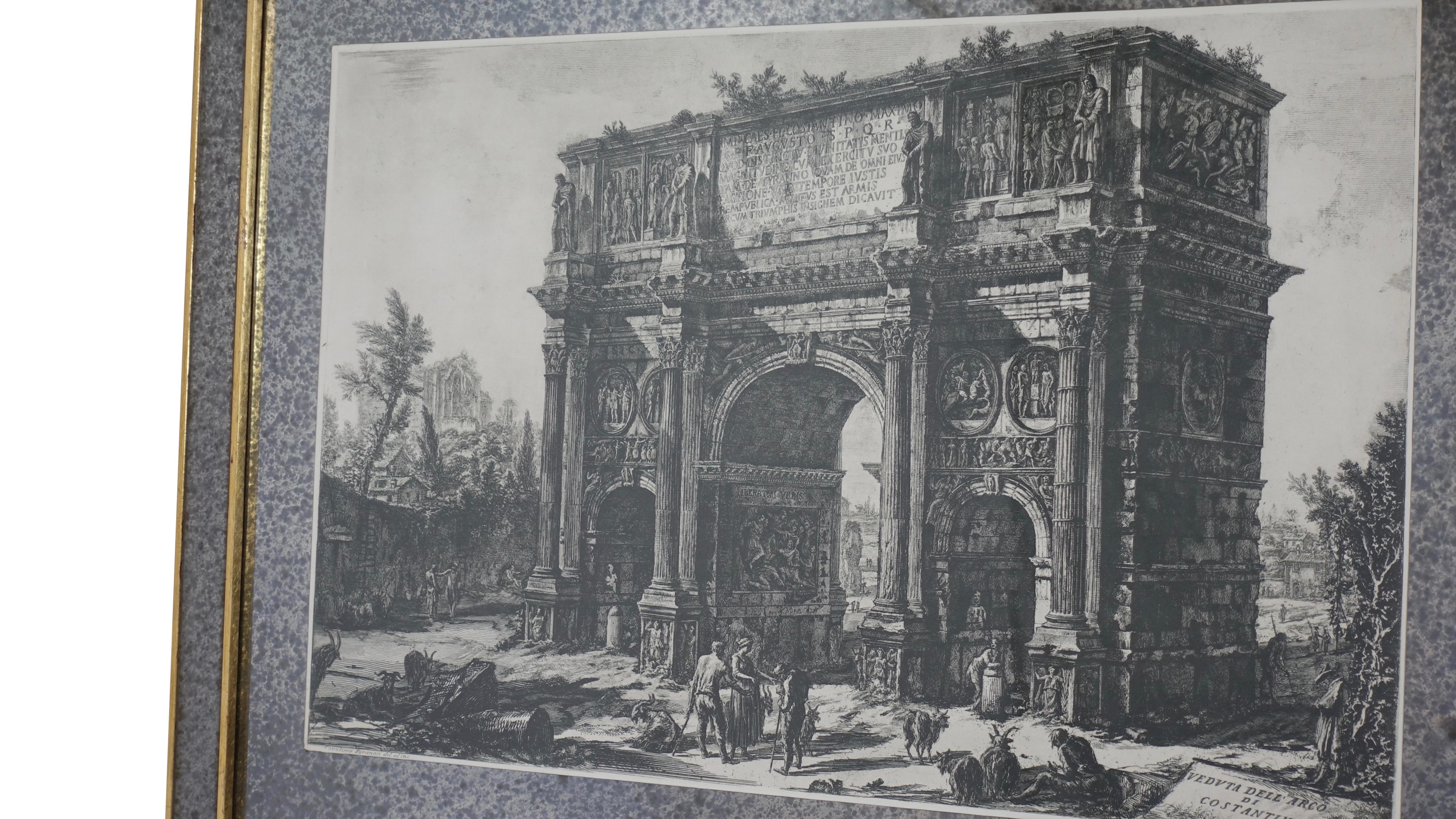 Pair of Italian Piranesi Prints in Mirrored Frames  For Sale 1