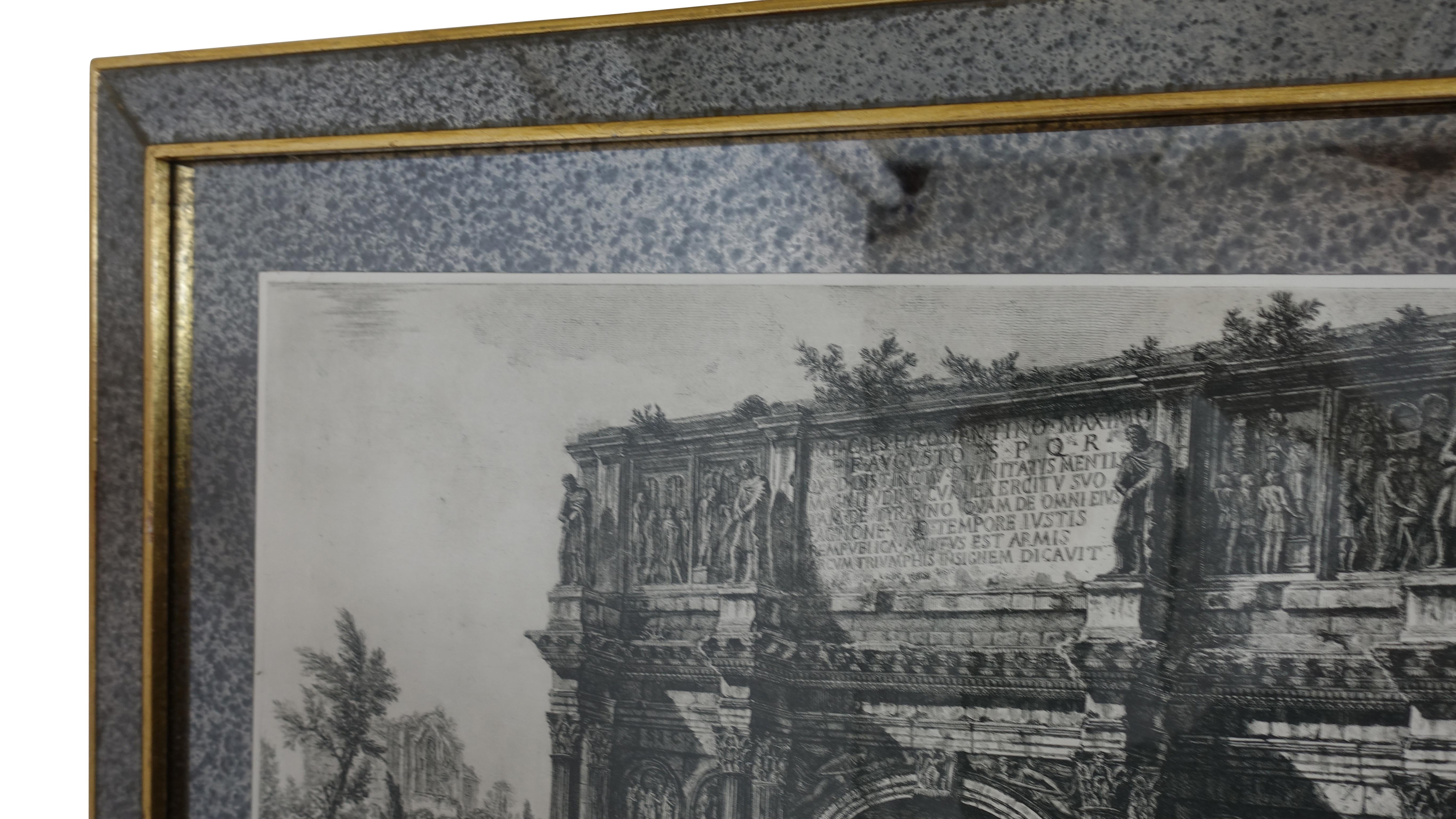 Pair of Italian Piranesi Prints in Mirrored Frames  For Sale 4