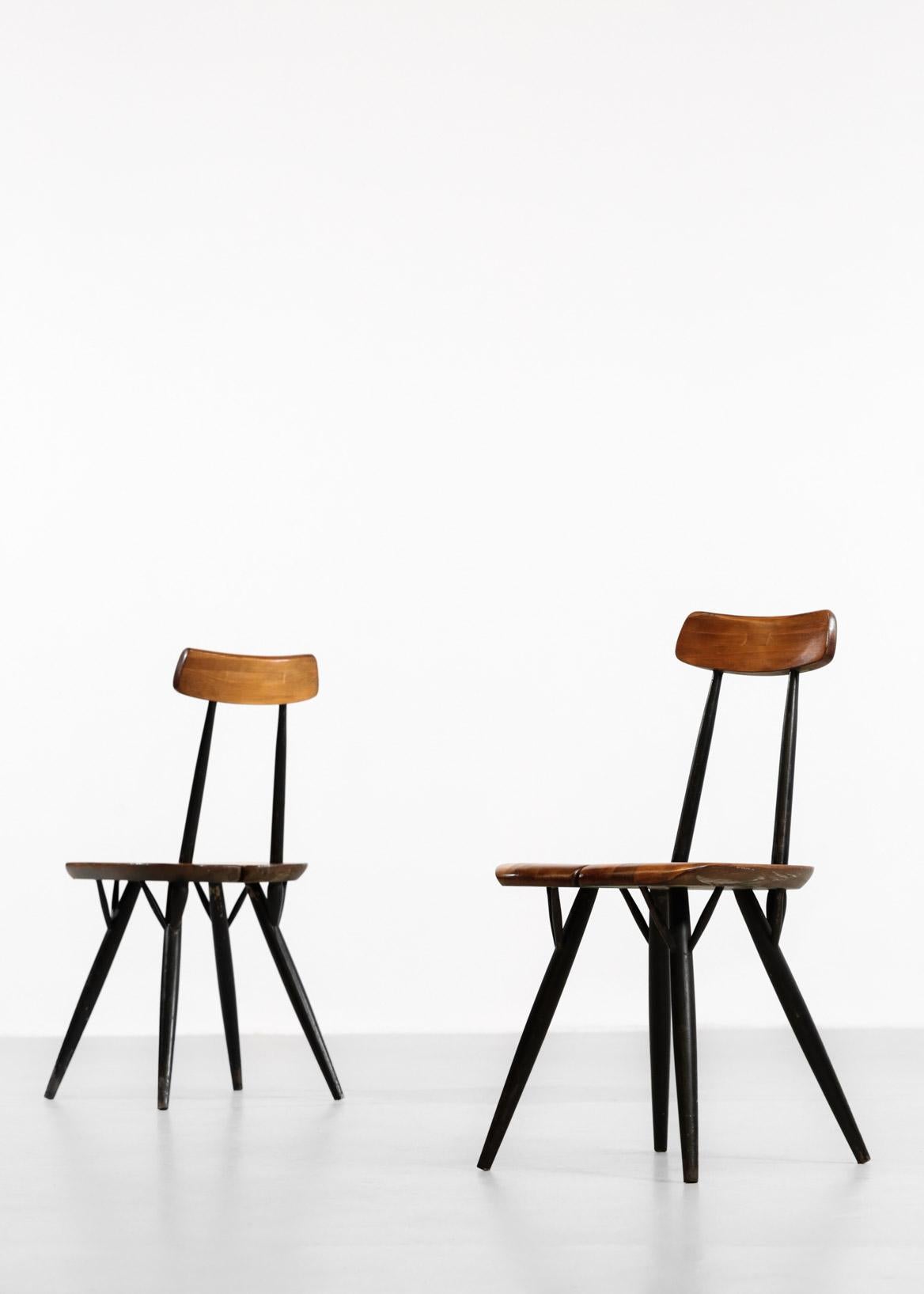 Pair of Pirkka Chairs by Ilmari Tapiovaara for Laukaan Puu Swedish 3