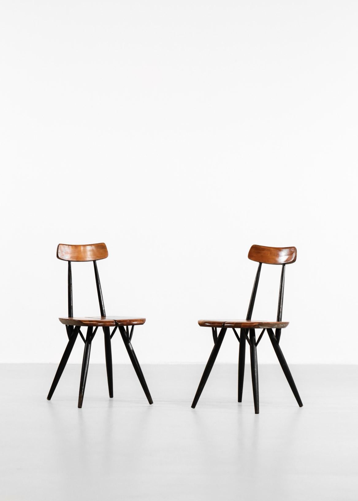 Pair of Pirkka Chairs by Ilmari Tapiovaara for Laukaan Puu Swedish 6