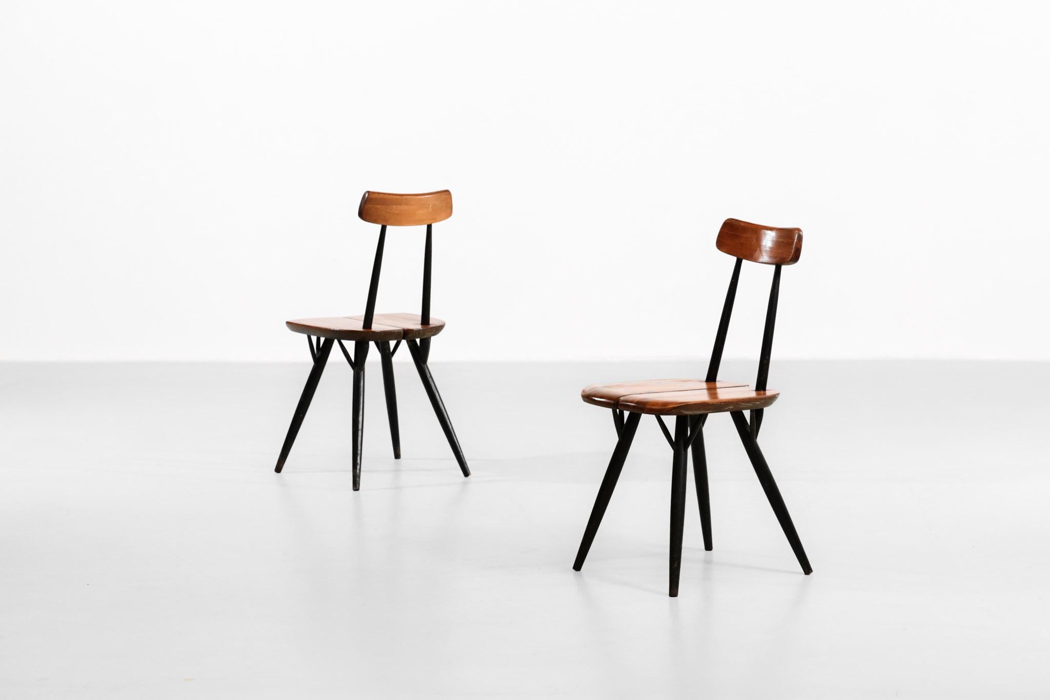 Pine Pair of Pirkka Chairs by Ilmari Tapiovaara for Laukaan Puu Swedish