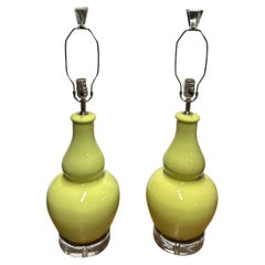 Pair of Pistachio Green Ceramic Lamps