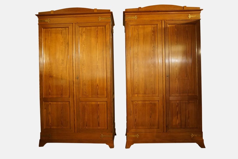 Pair of Pitch Pine Armoires For Sale at 1stDibs