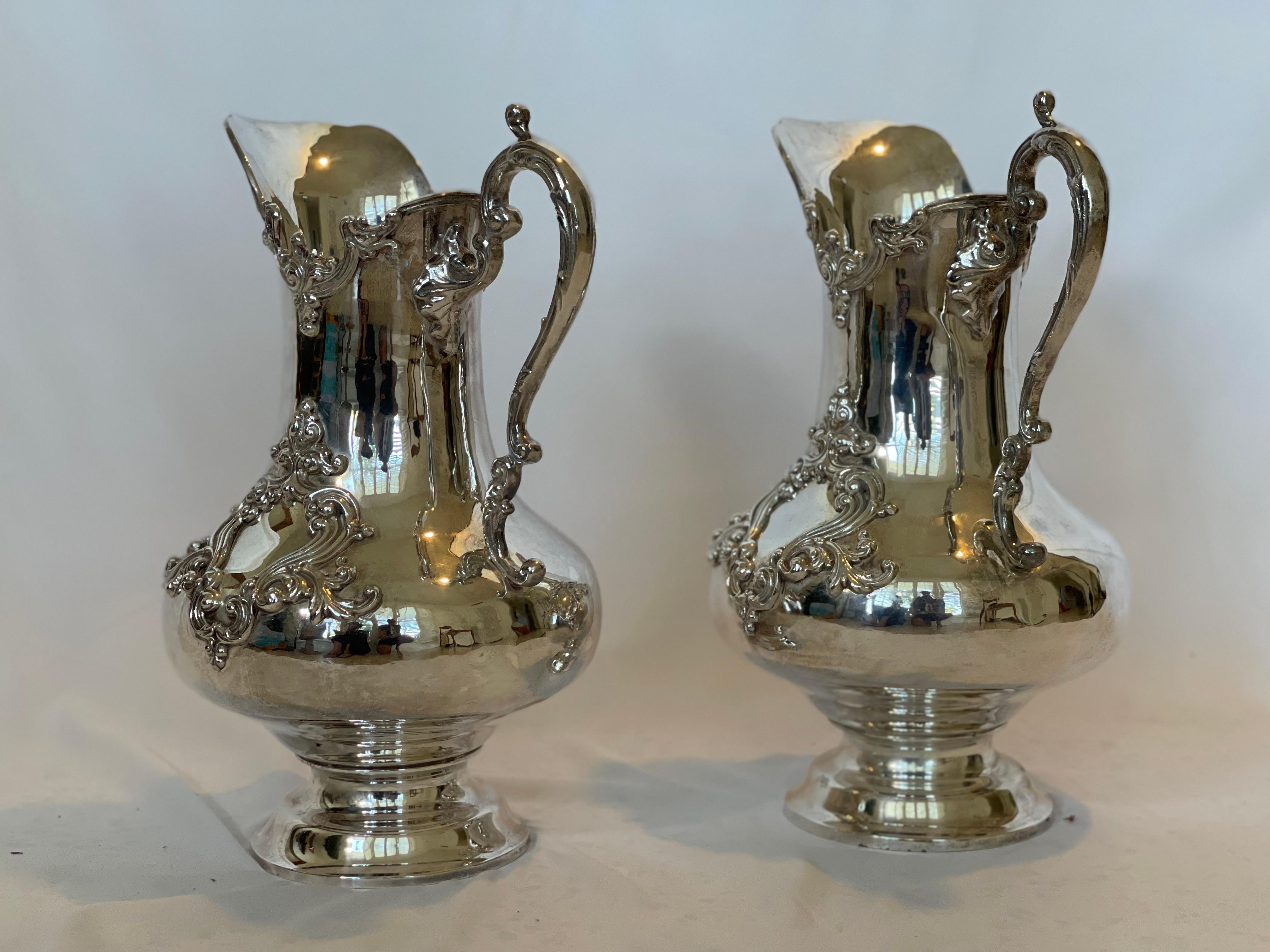English Pair of Pitchers Royal Castle Sheffield EP For Sale