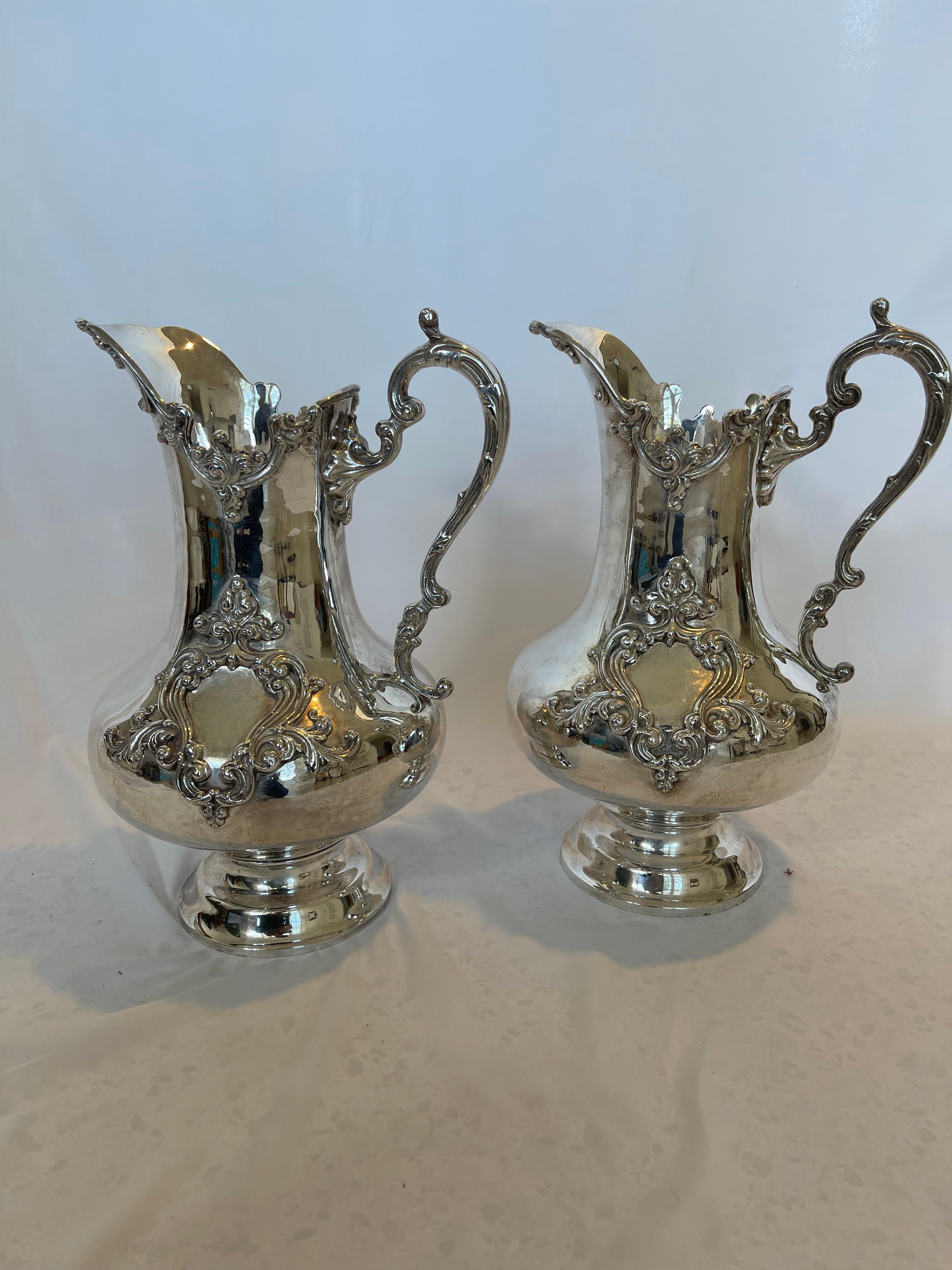 Silver Plate Pair of Pitchers Royal Castle Sheffield EP For Sale