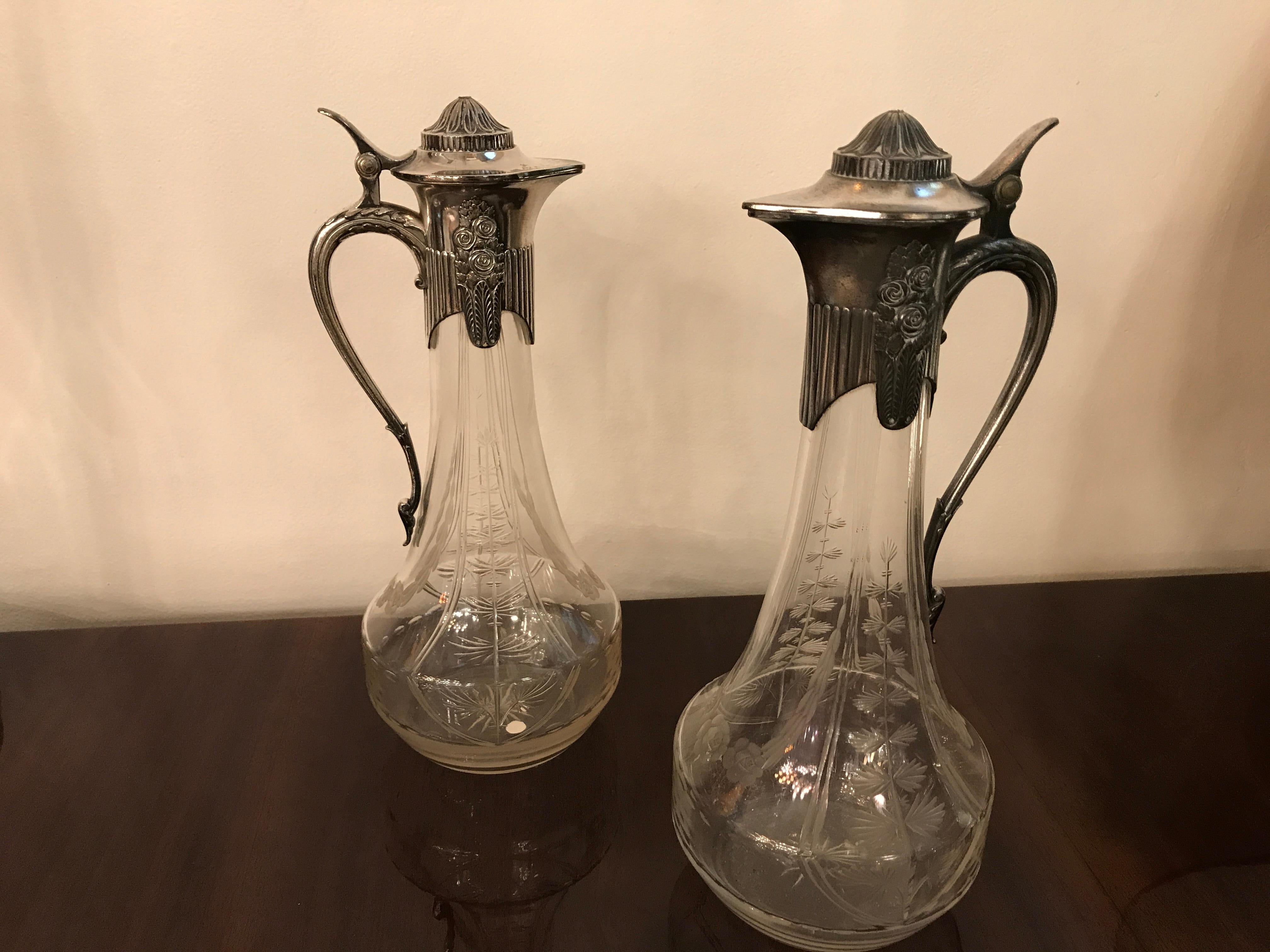 Pair of Pitchers Sign: WMF, German, 1909 in Silver Plated , Style: Jugendstil For Sale 5