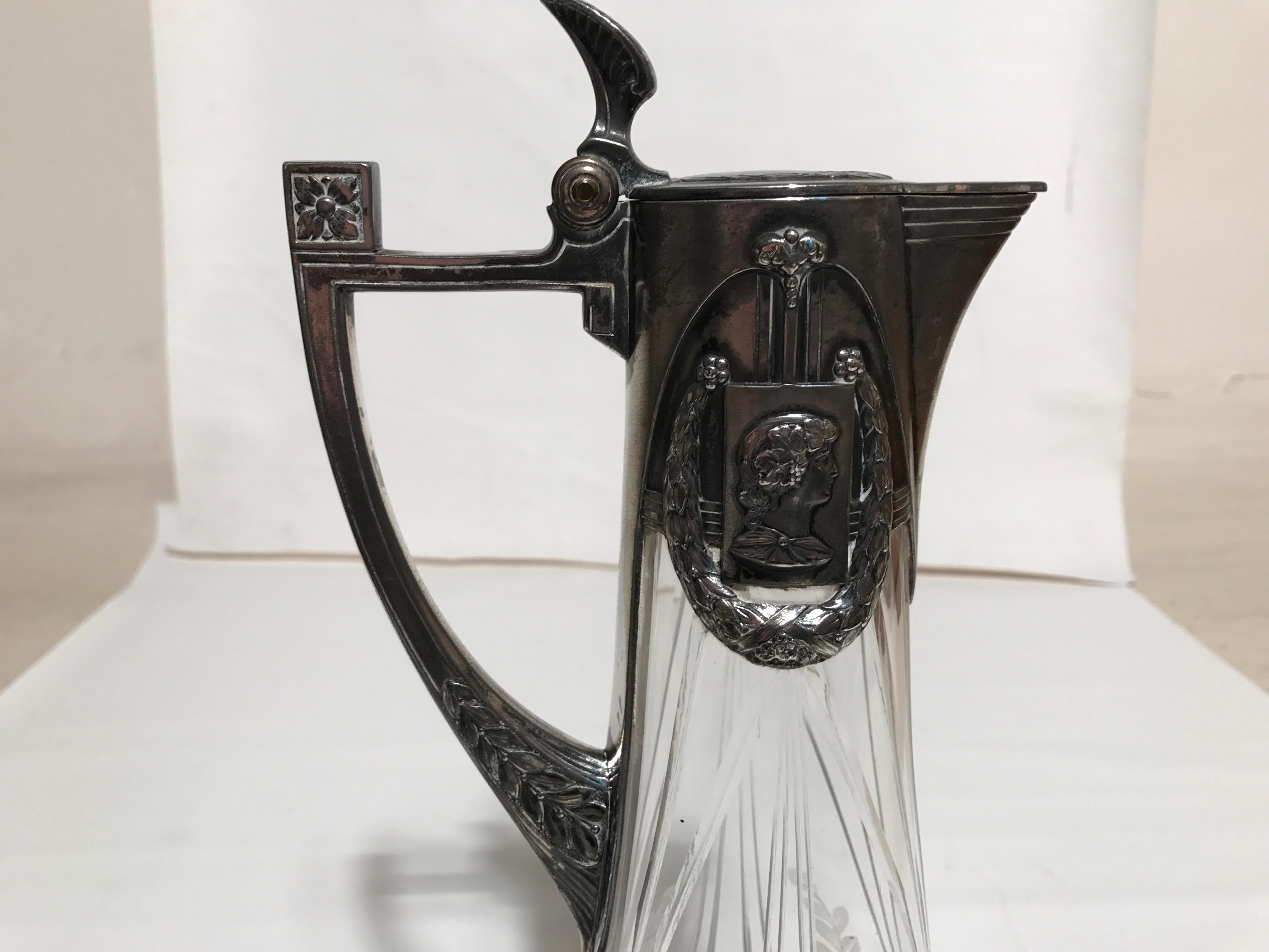 Pair of Pitchers Sign: WMF, German, 1909 in Silver Plated , Style: Jugendstil For Sale 11