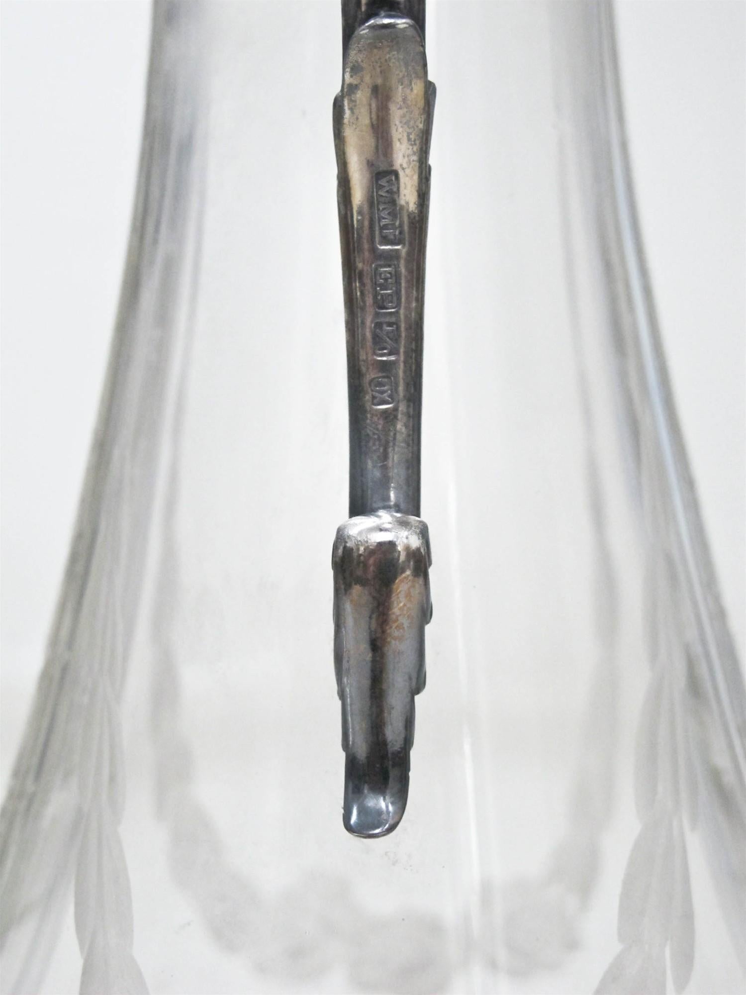 Cristal Paire de pichets allemands WMF, 1909 en métal argenté, style Jugendstil en vente