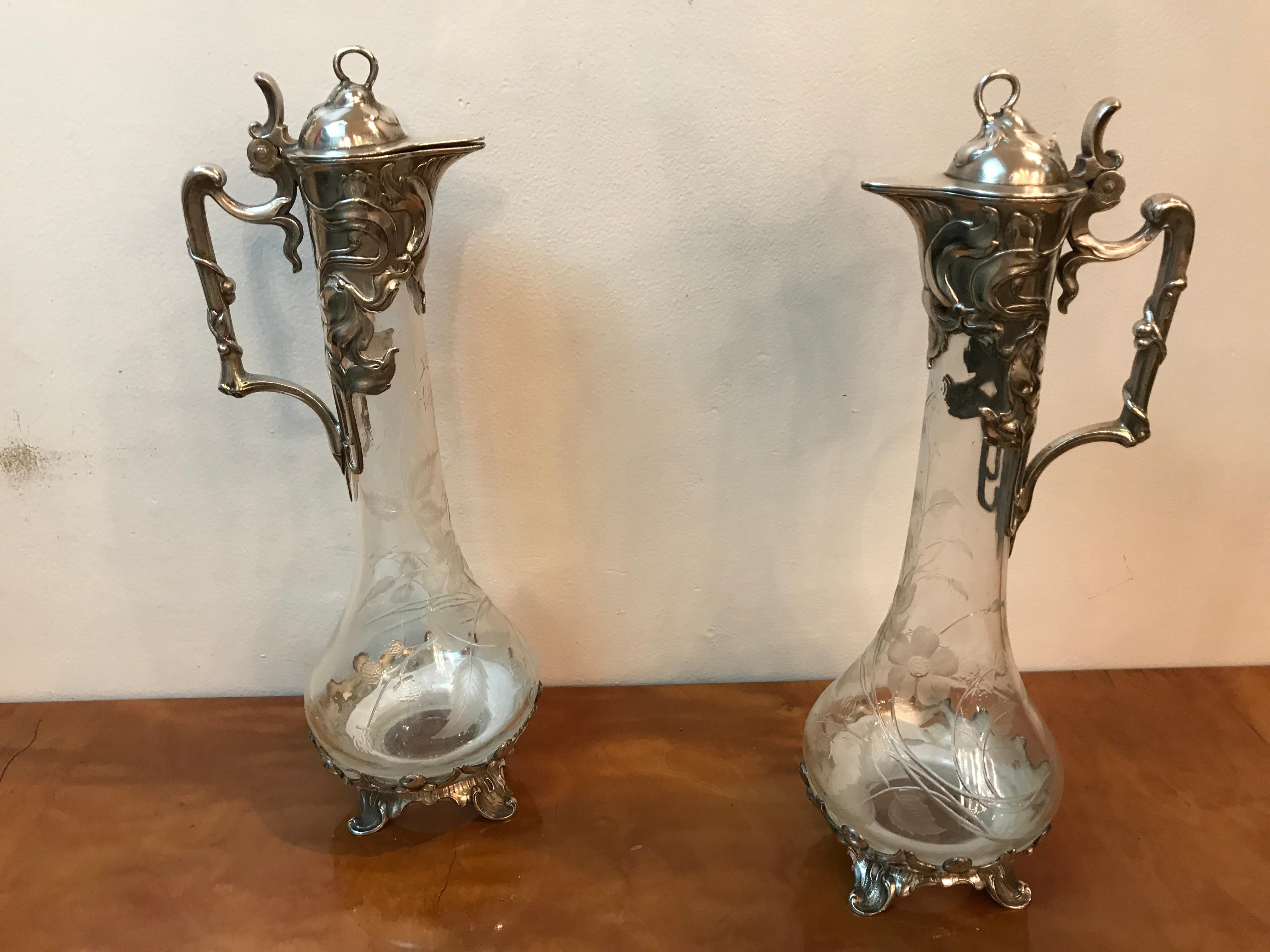Pair of Pitchers WMF, German, 1909 in Silver Plated , Style: Jugendstil For Sale 5