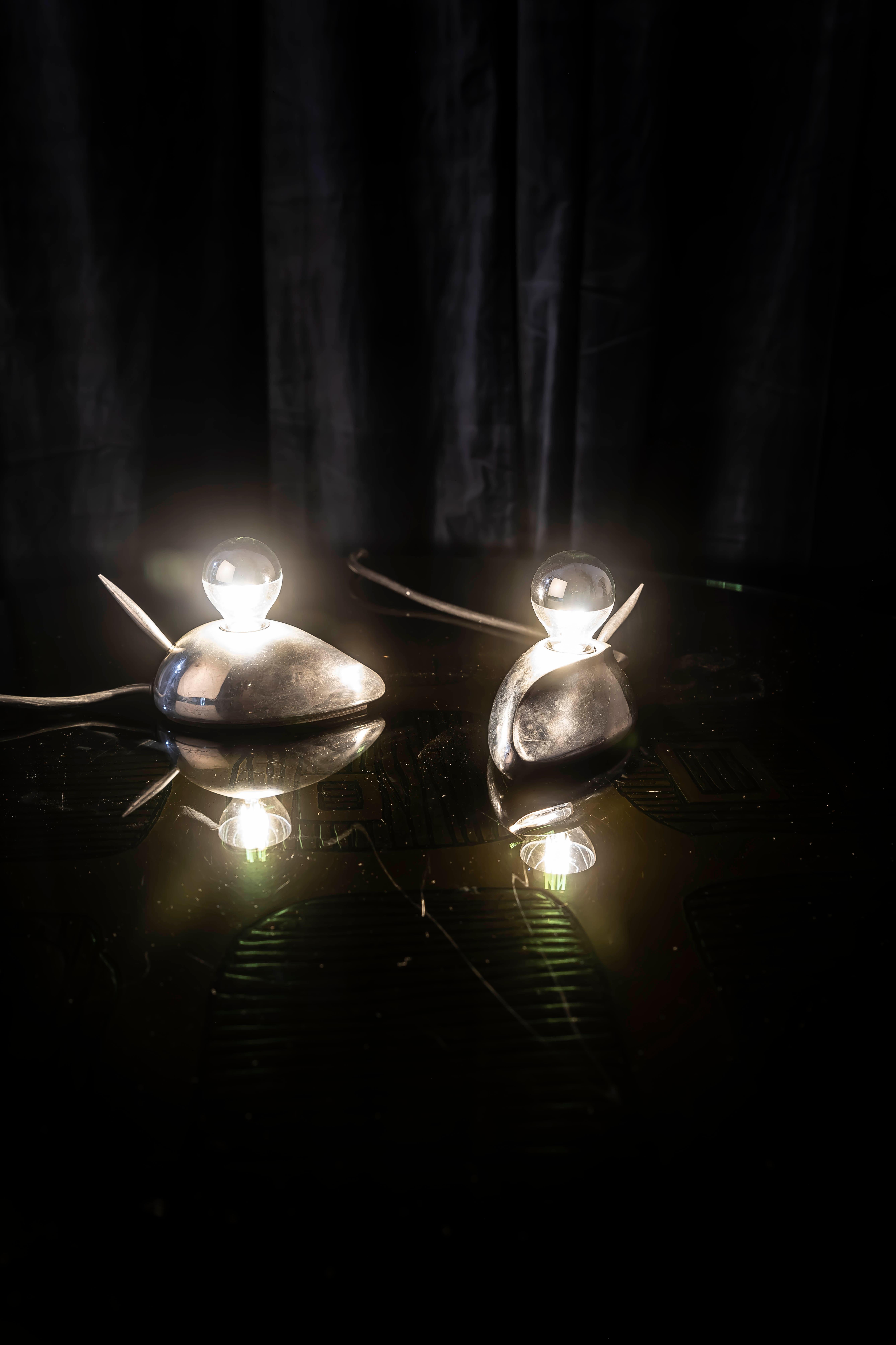 Pair of “Pixie” Table Lamps by Jorge Pensi, Spain, 1990s (Aluminium) im Angebot