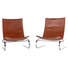 Pair of PK 20 easychairs by Poul Kjærholm / E. Kold Christensen