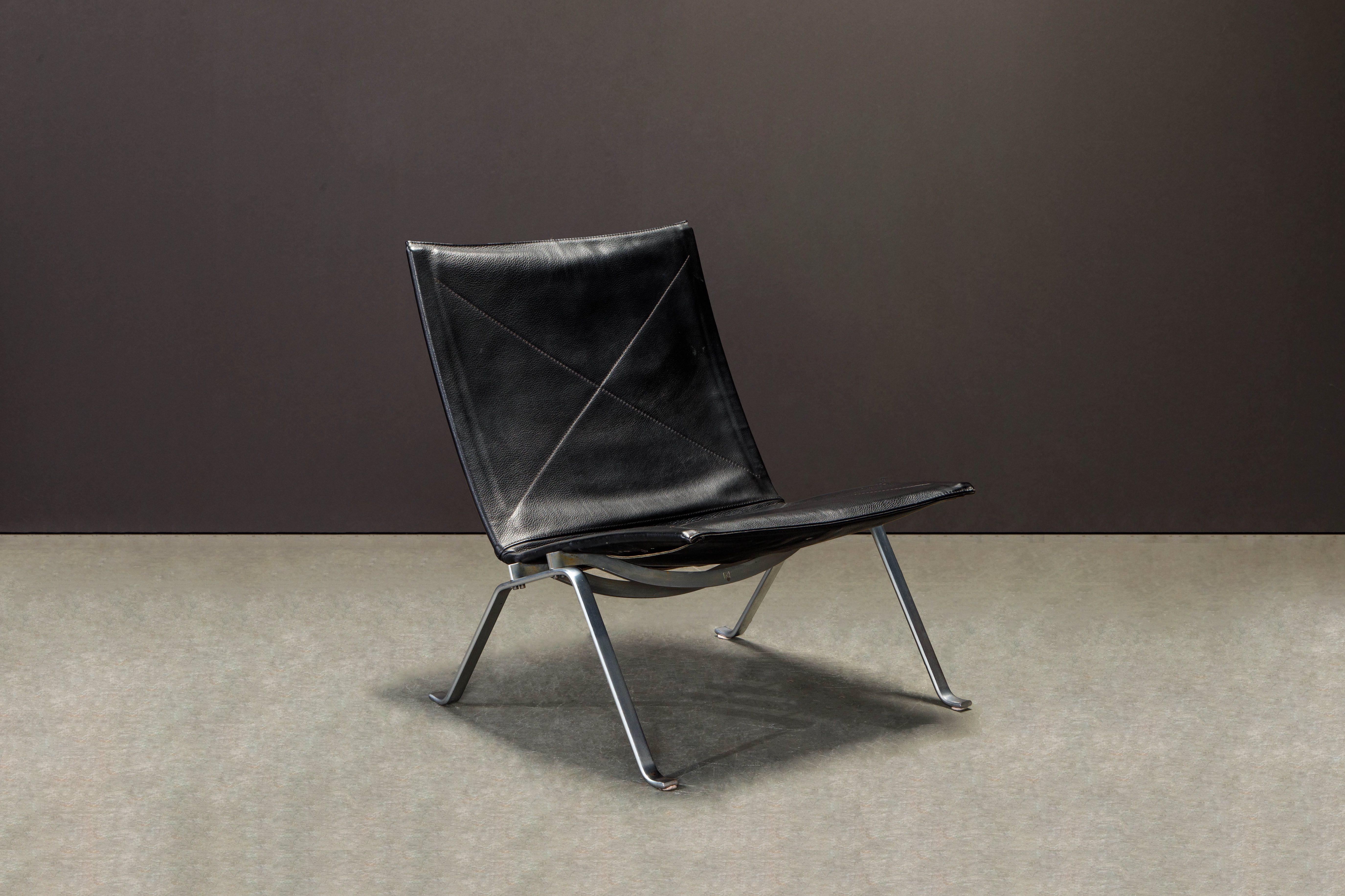 Steel Pair of 'PK-22' Lounge Chairs by Poul Kjærholm for EKC, Signed