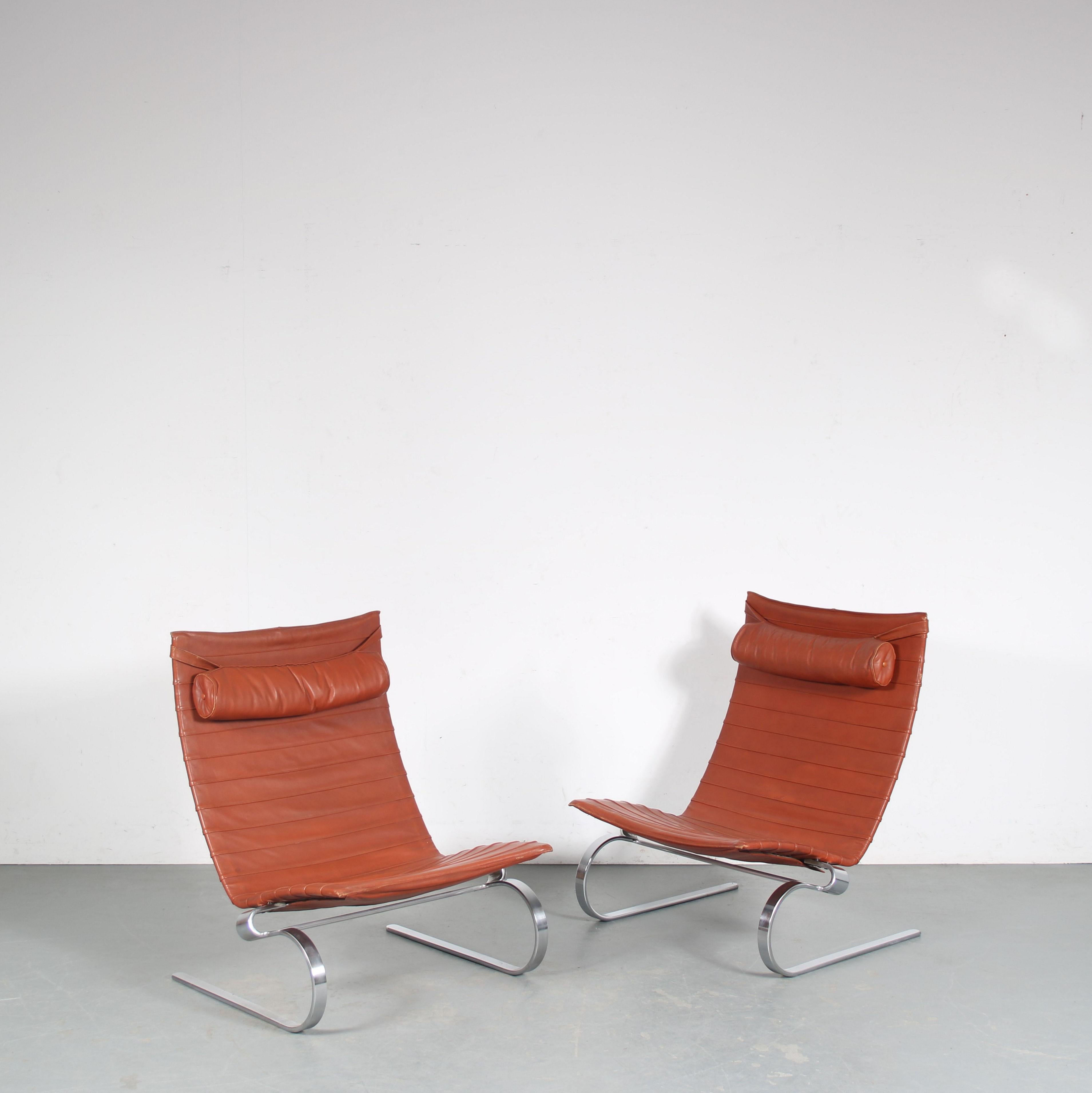 Danish Pair of PK20 Chairs by Poul Kjaerholm for E. Kold Christensen, Denmark, 1960