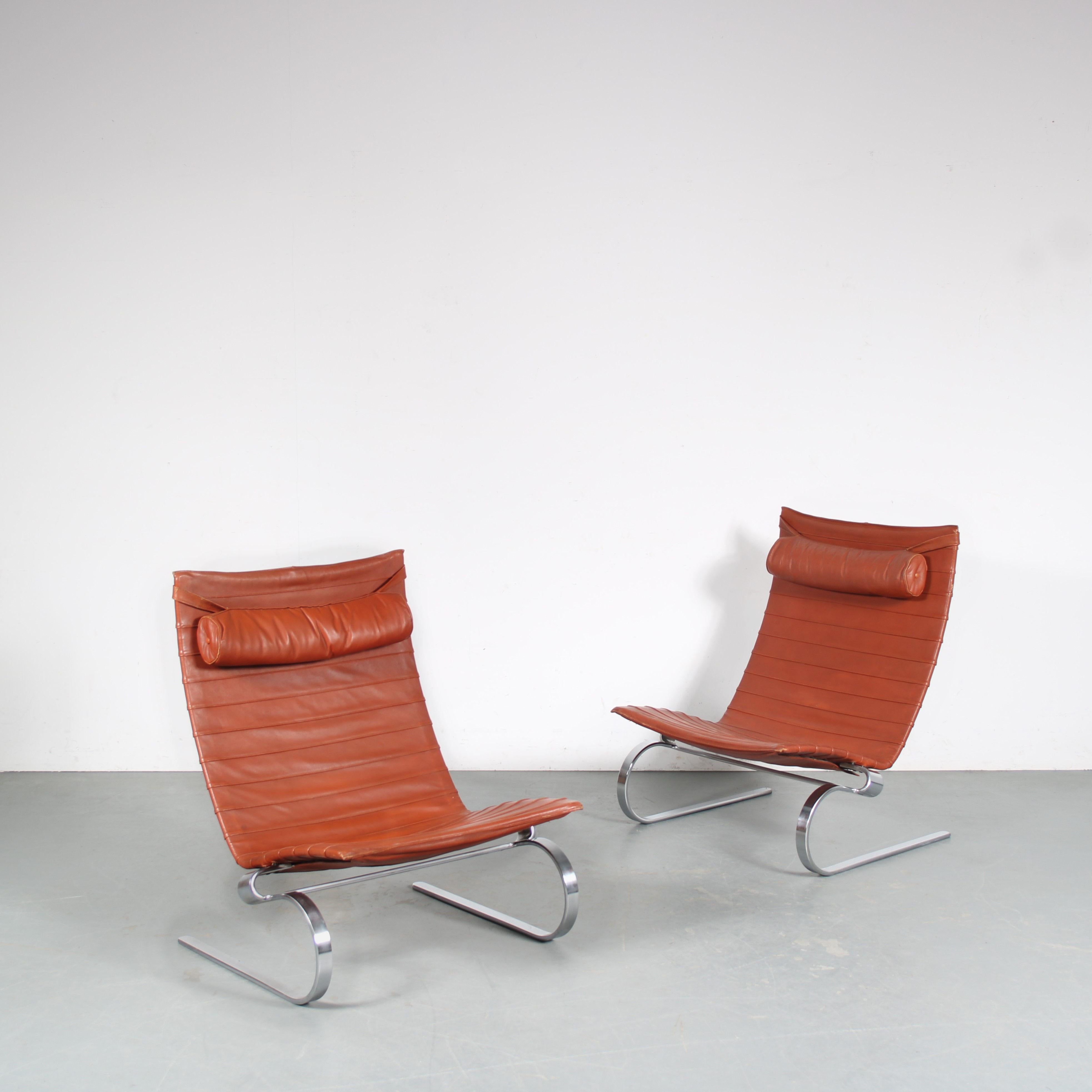 Pair of PK20 Chairs by Poul Kjaerholm for E. Kold Christensen, Denmark, 1960 In Good Condition In Amsterdam, NL