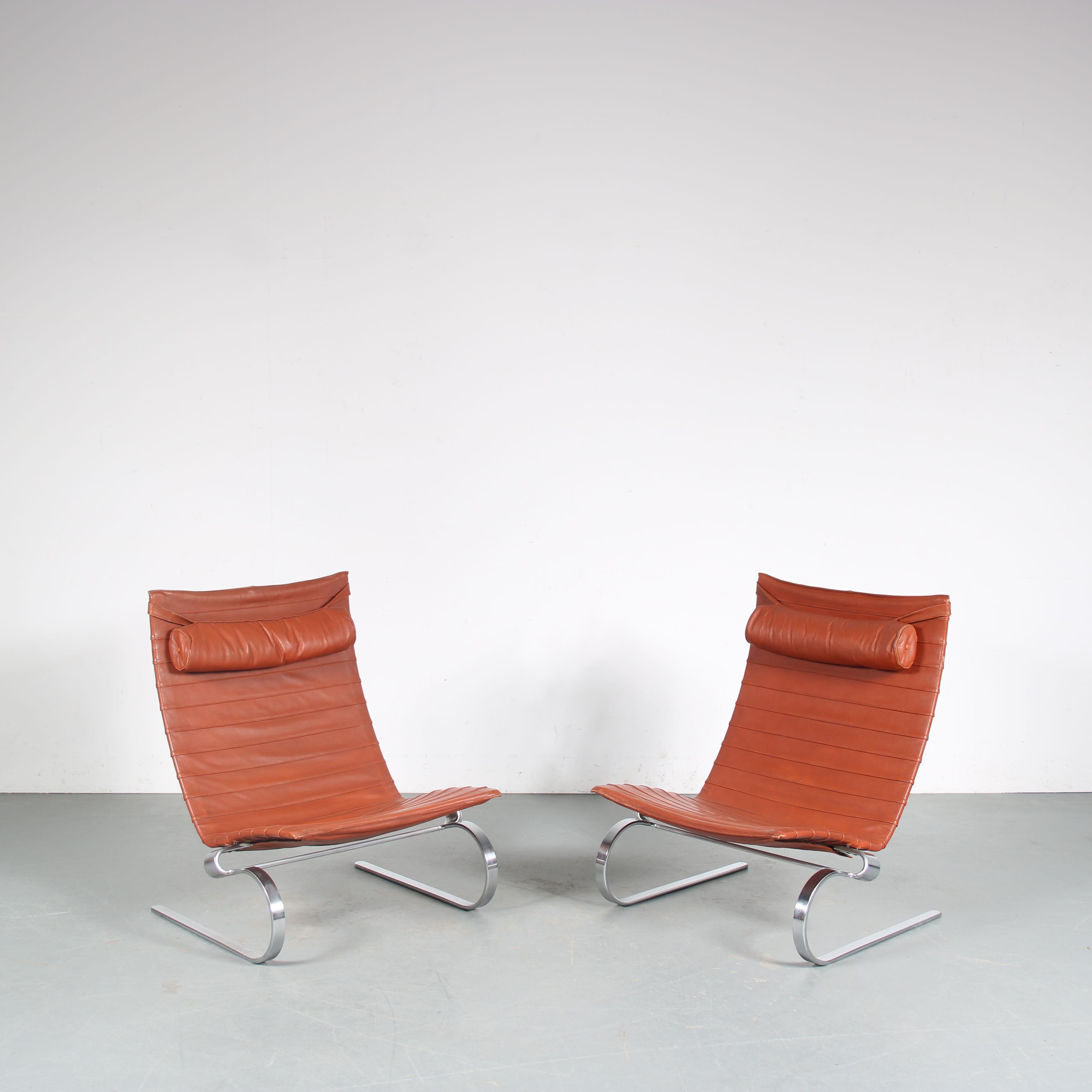 Mid-20th Century Pair of PK20 Chairs by Poul Kjaerholm for E. Kold Christensen, Denmark, 1960