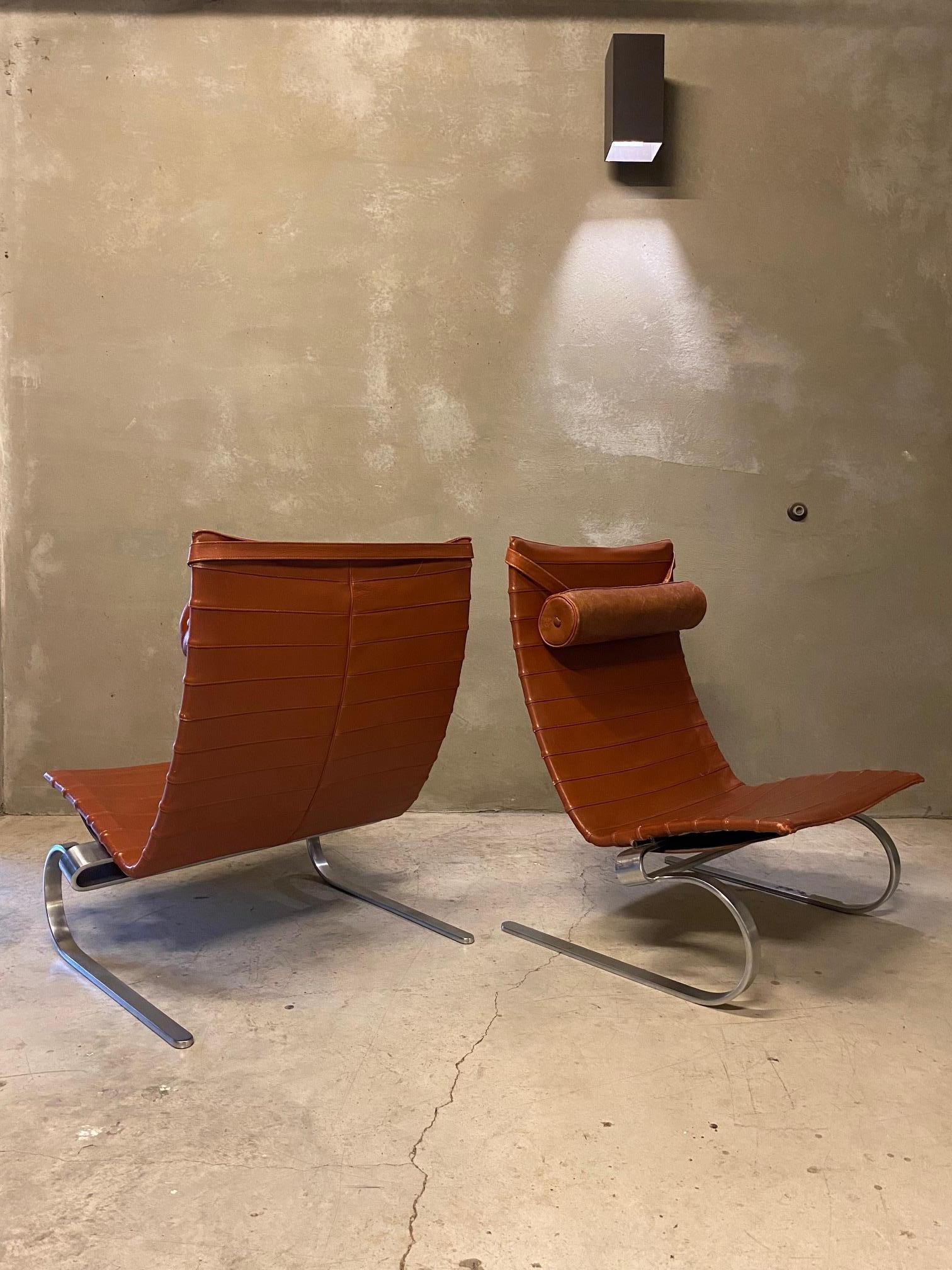 Pair of PK20 Lounge Chairs by Poul Kjærholm, Denmark, 1980's 3
