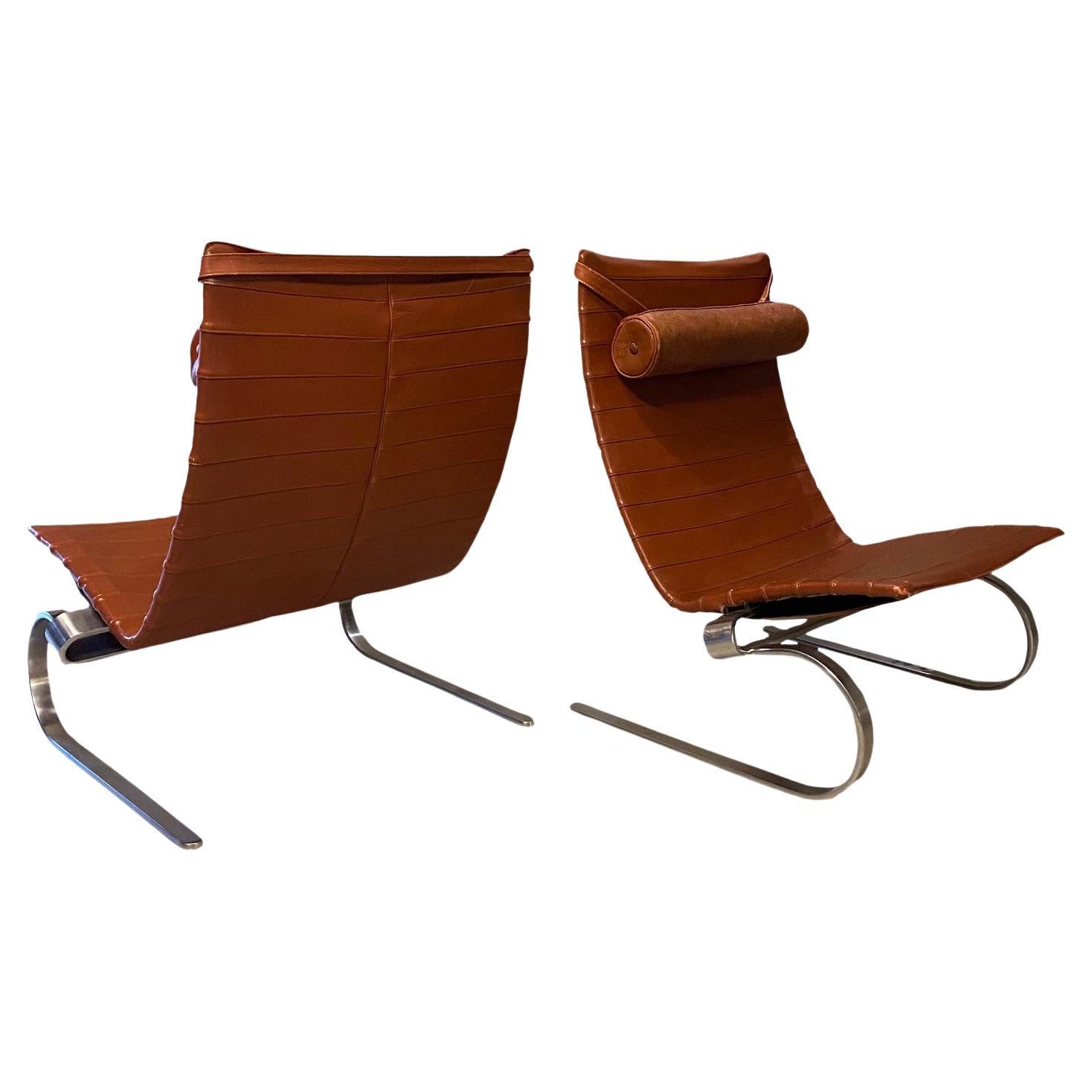 Pair of PK20 Lounge Chairs by Poul Kjærholm, Denmark, 1980's For Sale