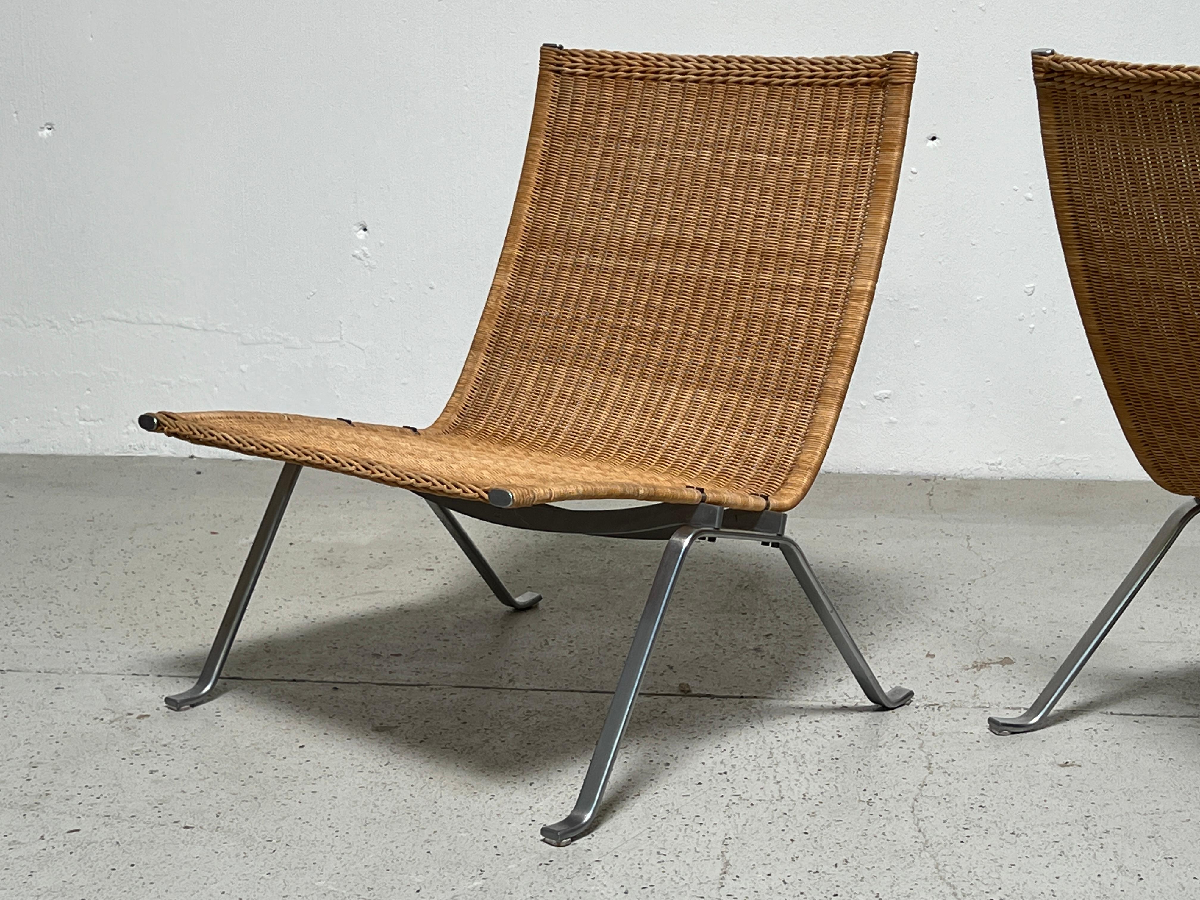 Steel Pair of PK22 Chairs by Poul Kjaerholm for E. Kold Christensen
