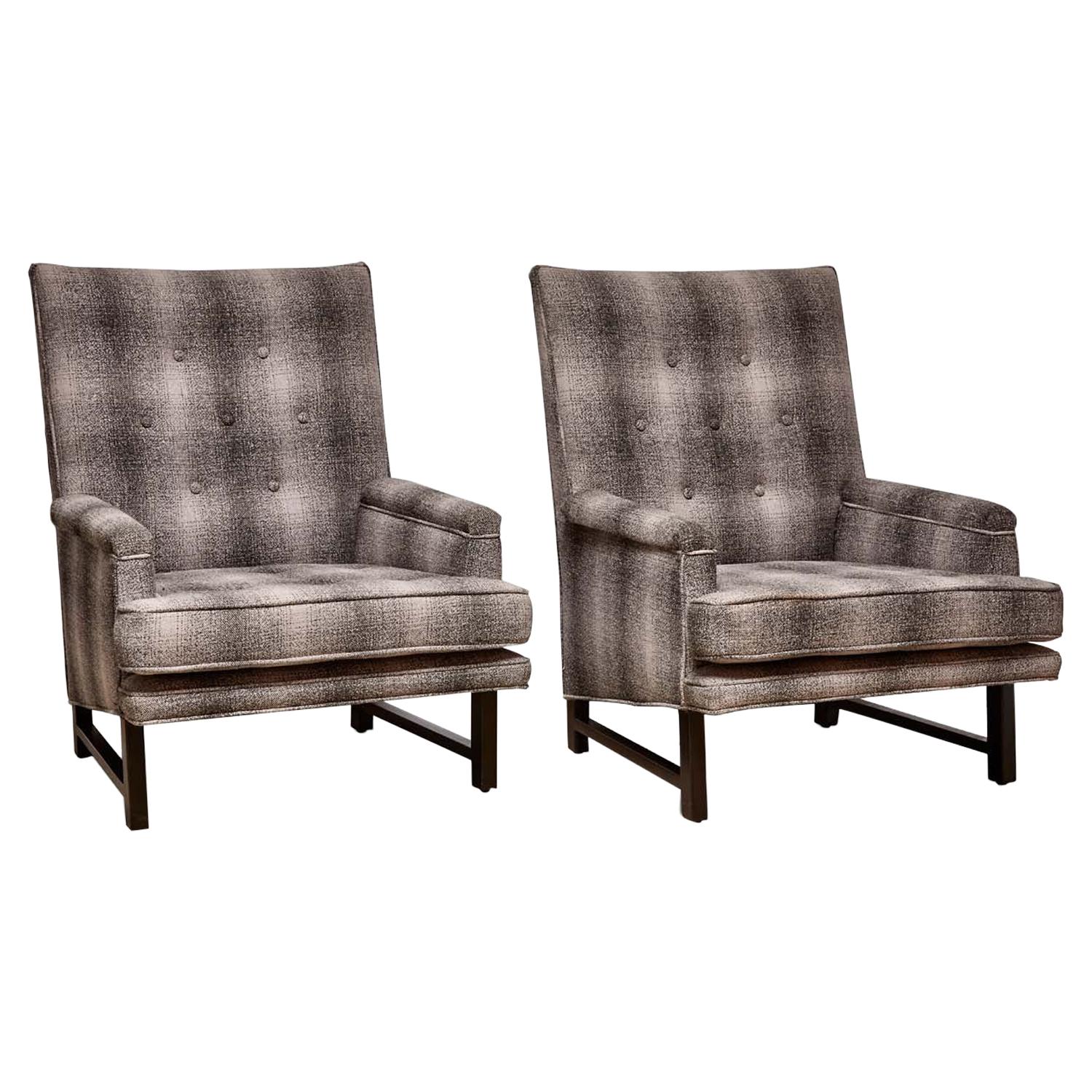 Pair of Plaid Lounge Chairs by Edward Wormley for Dunbar at 1stDibs