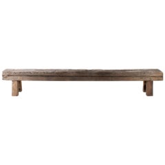 Pair of Plank Benches Reclaimed Iron Wood