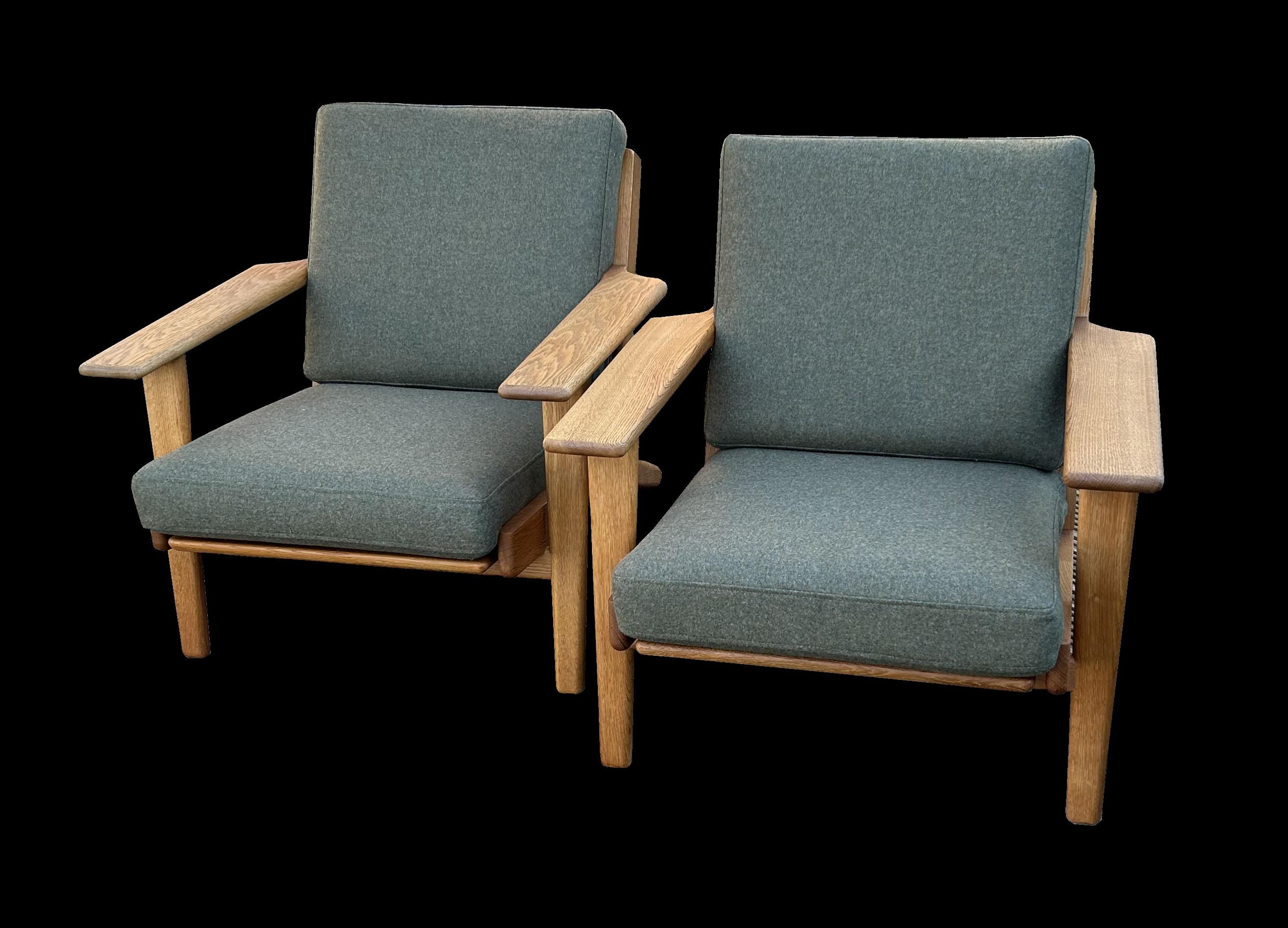 Scandinavian Modern Pair of 'Plank' Chairs Model GE290 by Hans Wegner for Getama For Sale