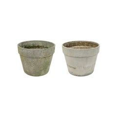 Vintage Pair of Planters in Flower Pot Shape with Ribbed Rims by Willy Guhl for Eternit