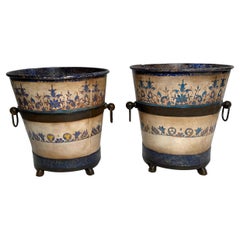 Pair of planters in painted sheet metal, France, circa 1930 / 1940